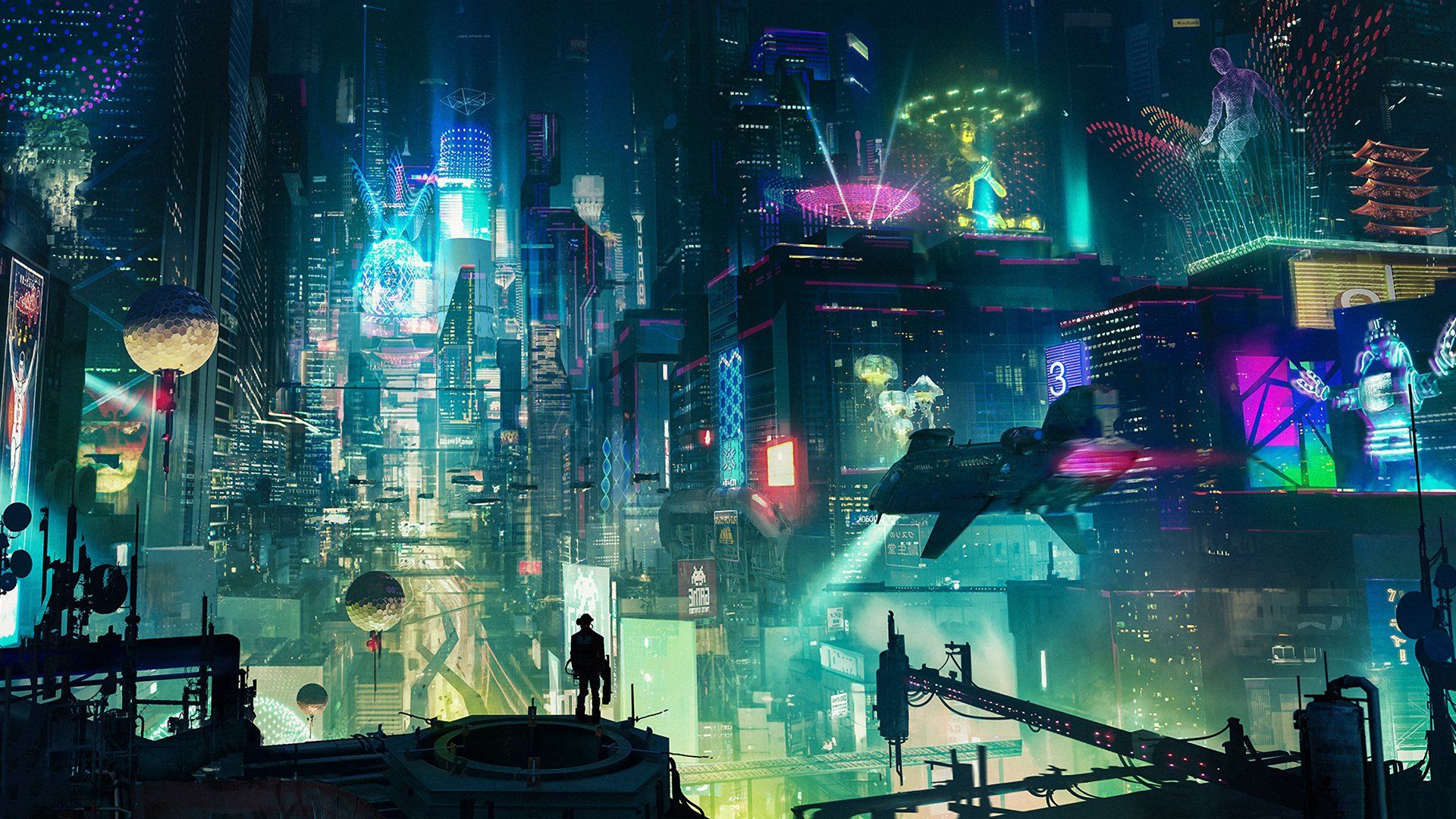 1920x1080 Cyberpunk Nightscape HD Wallpaper