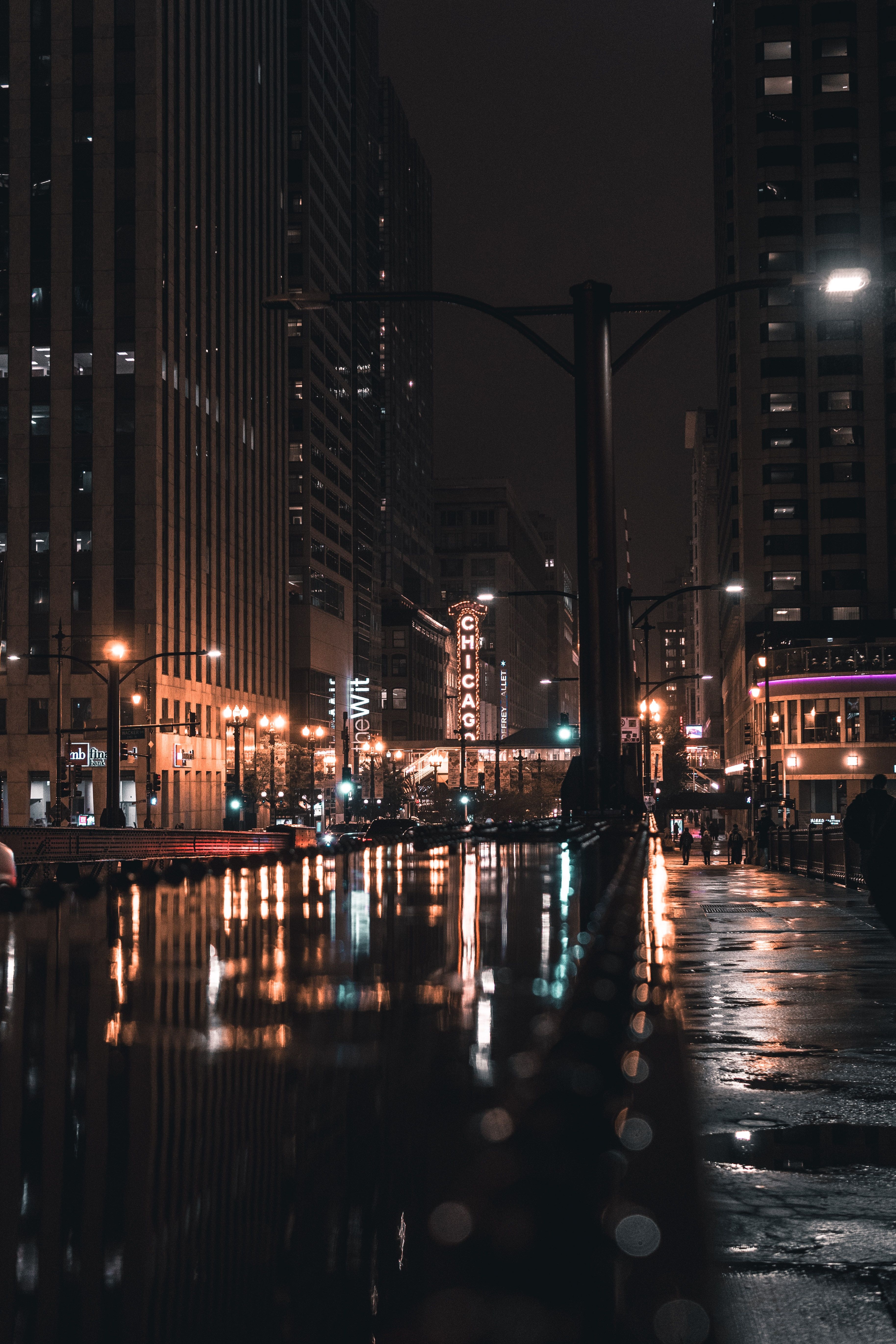 3655x5482 Wallpaper People Walking on Sidewalk During Night Time, Background Free Image