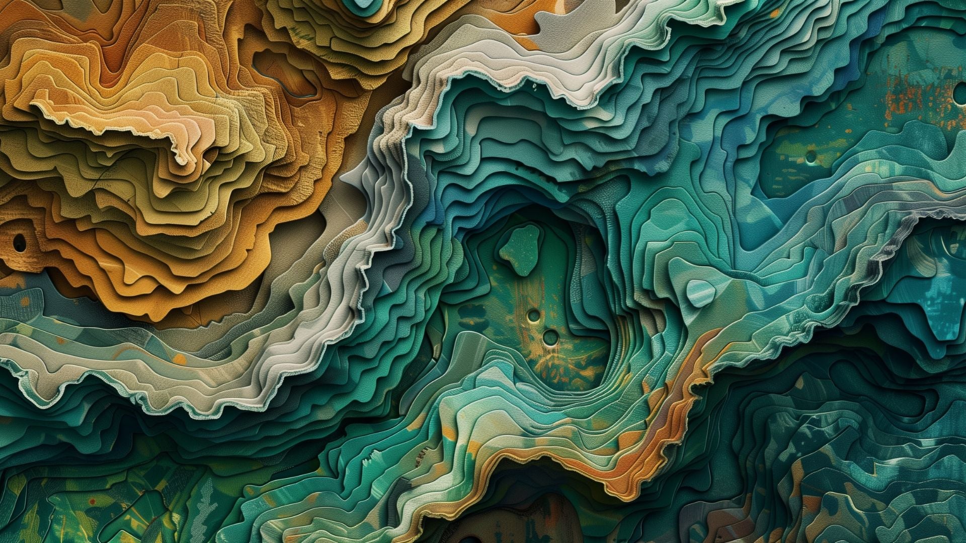 1920x1080 teal green blue brown ocean waves Abstraction Topography Artistic HD Abstract Wallpaper
