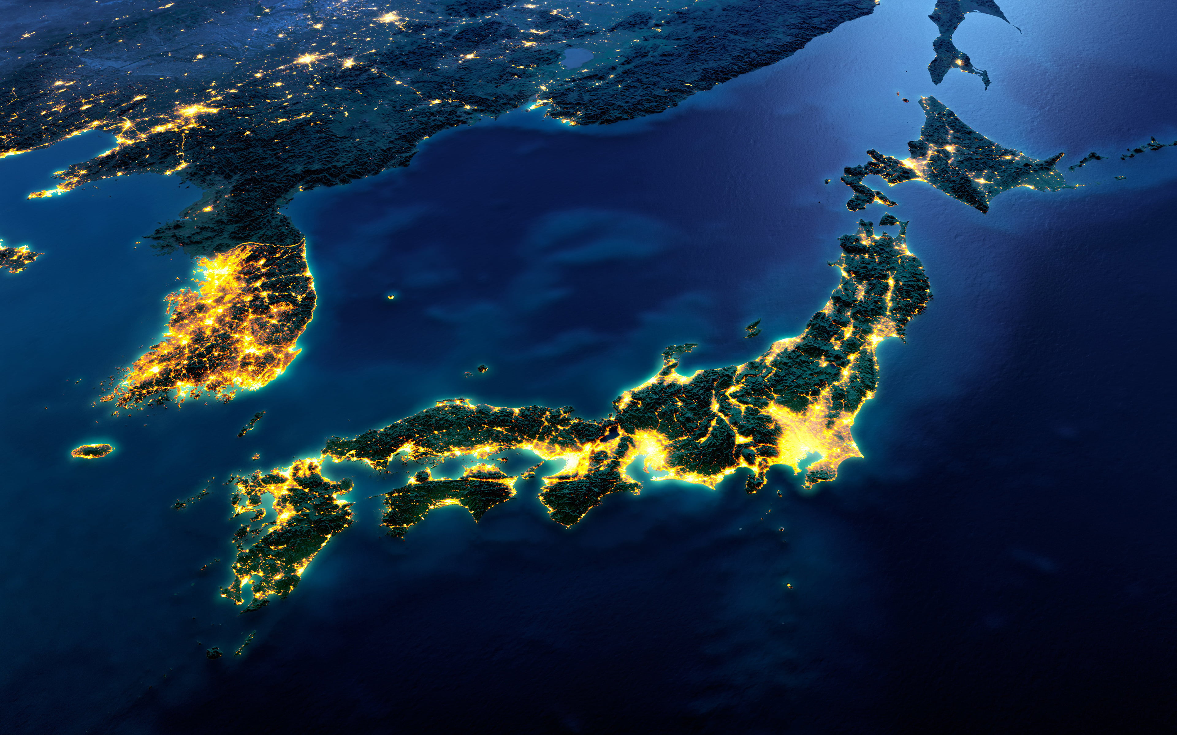 3840x2400 Body of water, Japan, South Korea, space, countries HD wallpaper