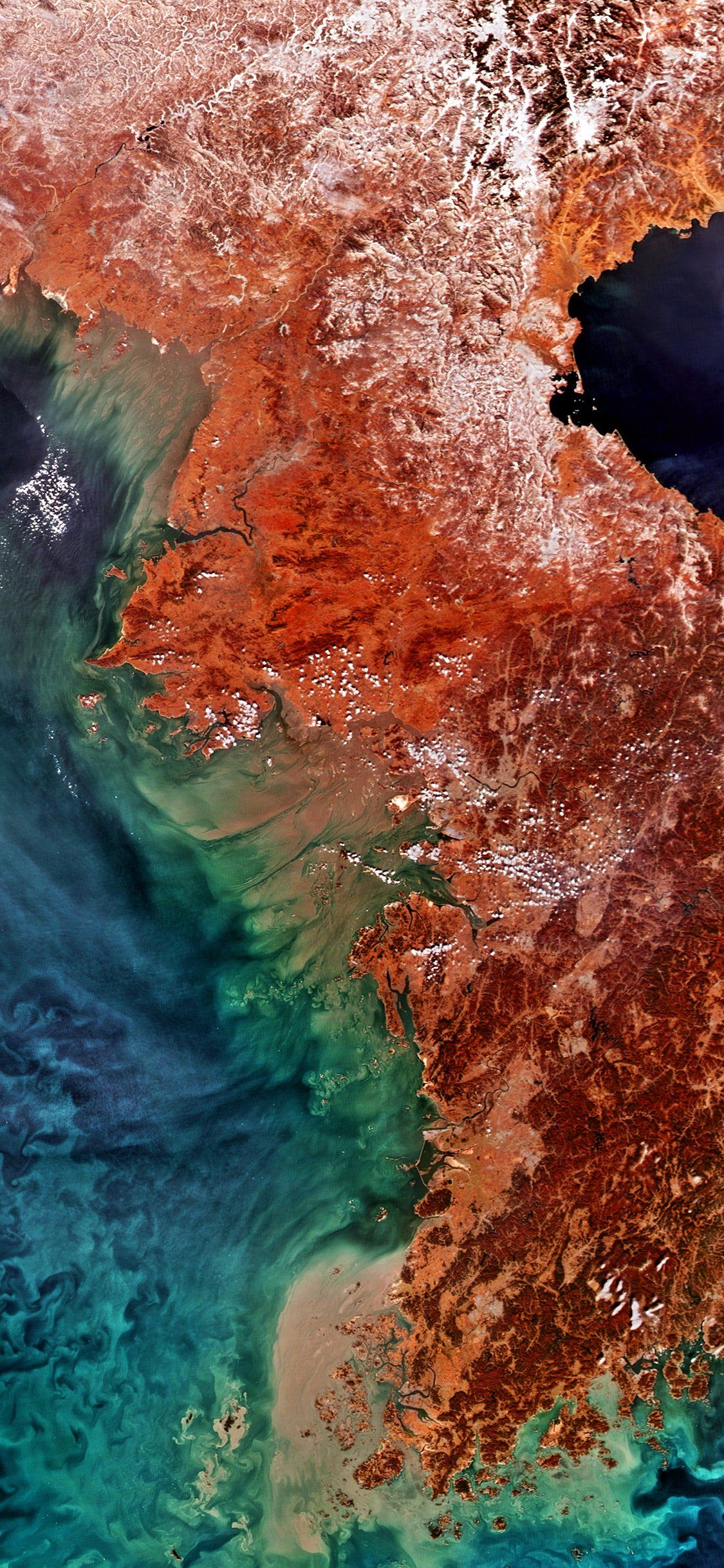 1125x2436 Yellow Sea Korea Corea Red Earthview Pattern iPhone Wallpaper