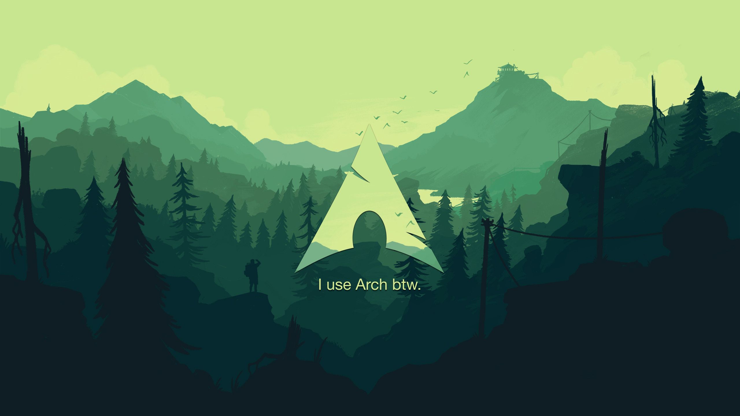 2560x1440 Arch wallpaper with firewatch background [2560 x 1440]