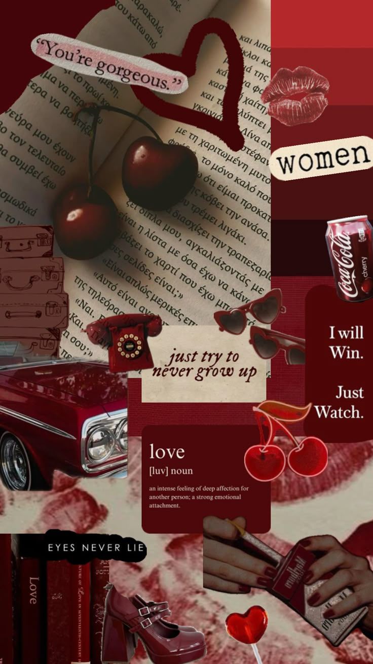 736x1308 vintage #books #wallpaper #red #cherry #love