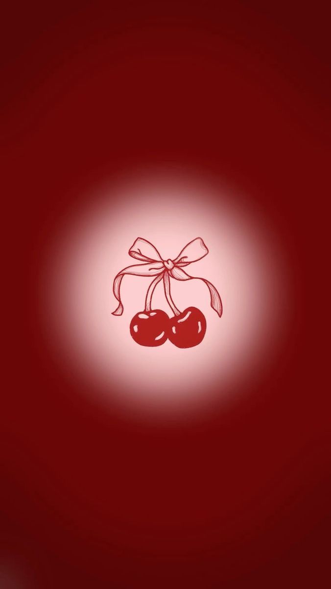 676x1200 Cherries Tied with Bow iPhone Wallpaper. Wallpaper in red, Red asthetic wallpaper, Dark red wall paper