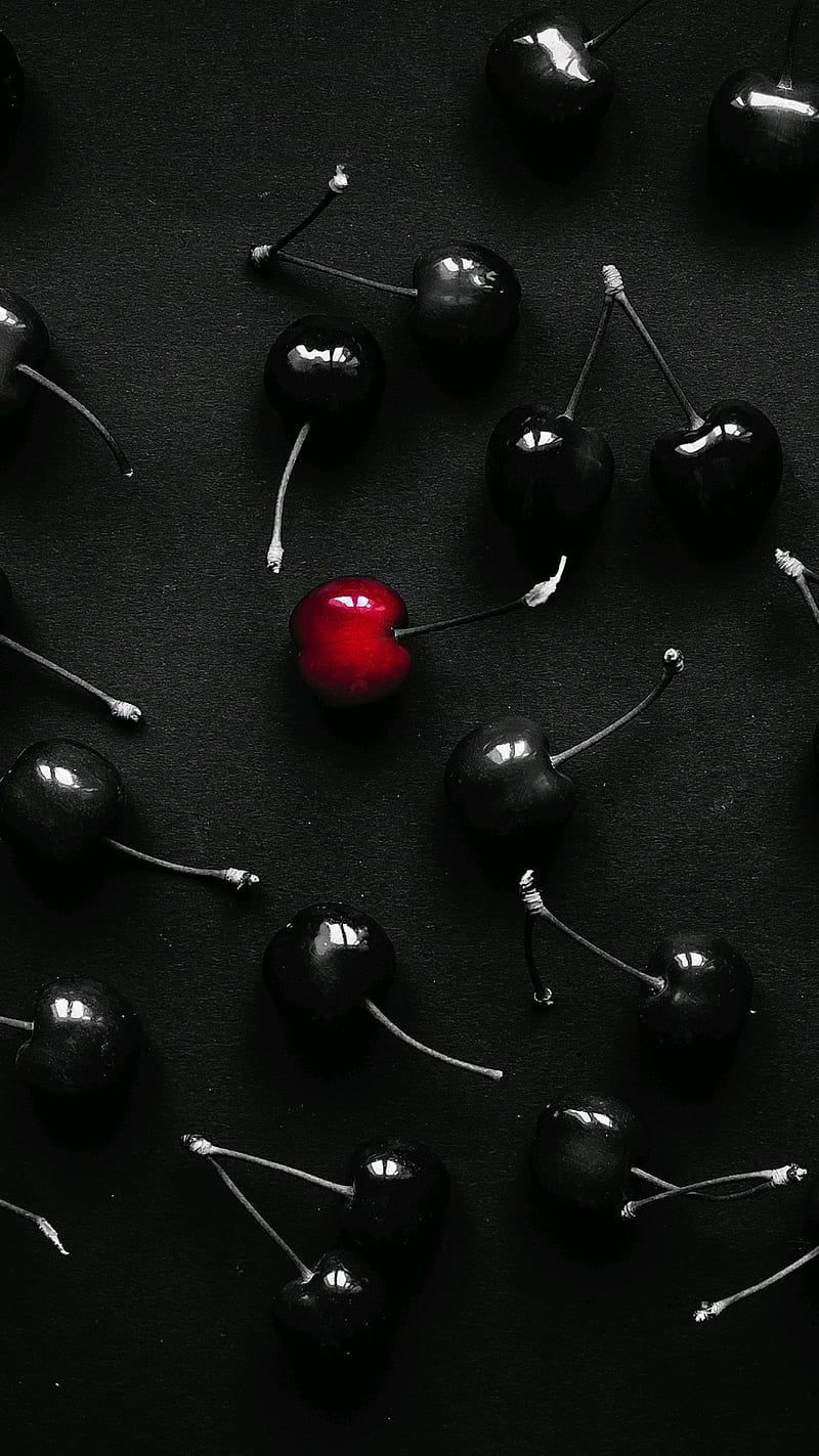 800x1423 Cherry, black and red, sweet, HD phone wallpaper