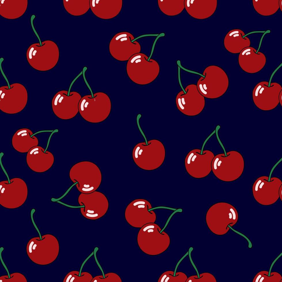 980x980 Charming Cherry Pattern on Dark Background