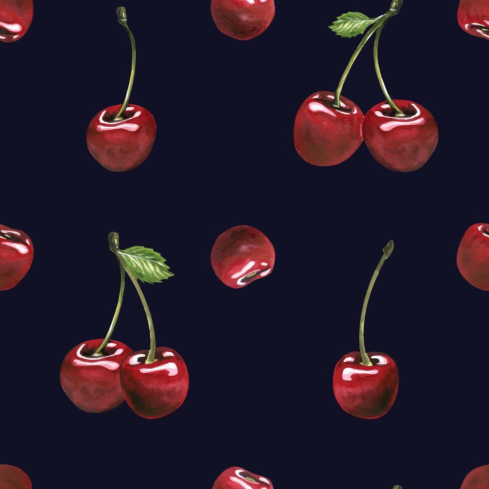980x980 Vibrant Red Cherry Pattern for Fabric Design