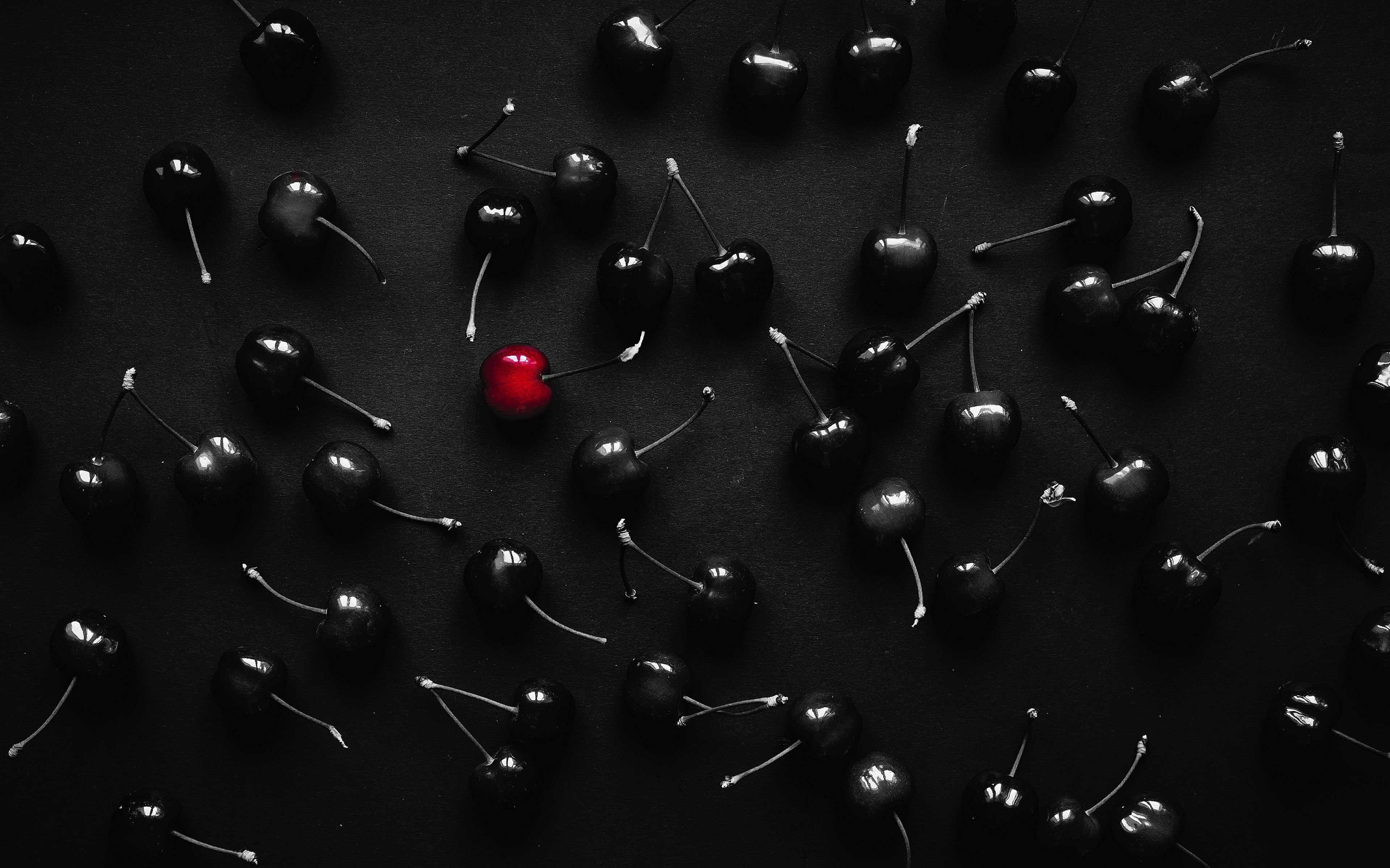 3840x2400 Download wallpaper 3840x2400 cherries, cherry, berry, black, red, contrast 4k ultra HD 16:10 HD background
