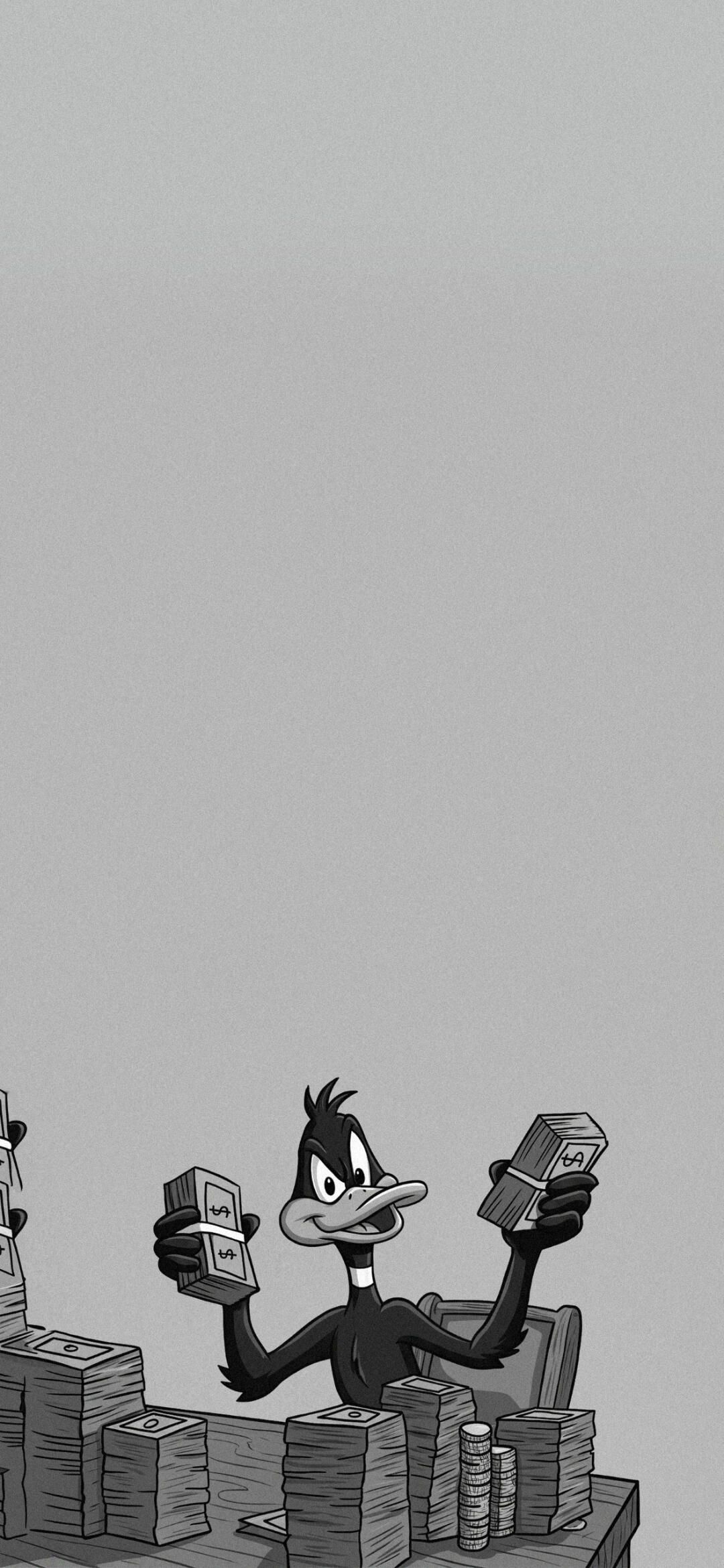 1080x2340 Daffy Duck Money Stacks Wallpaper