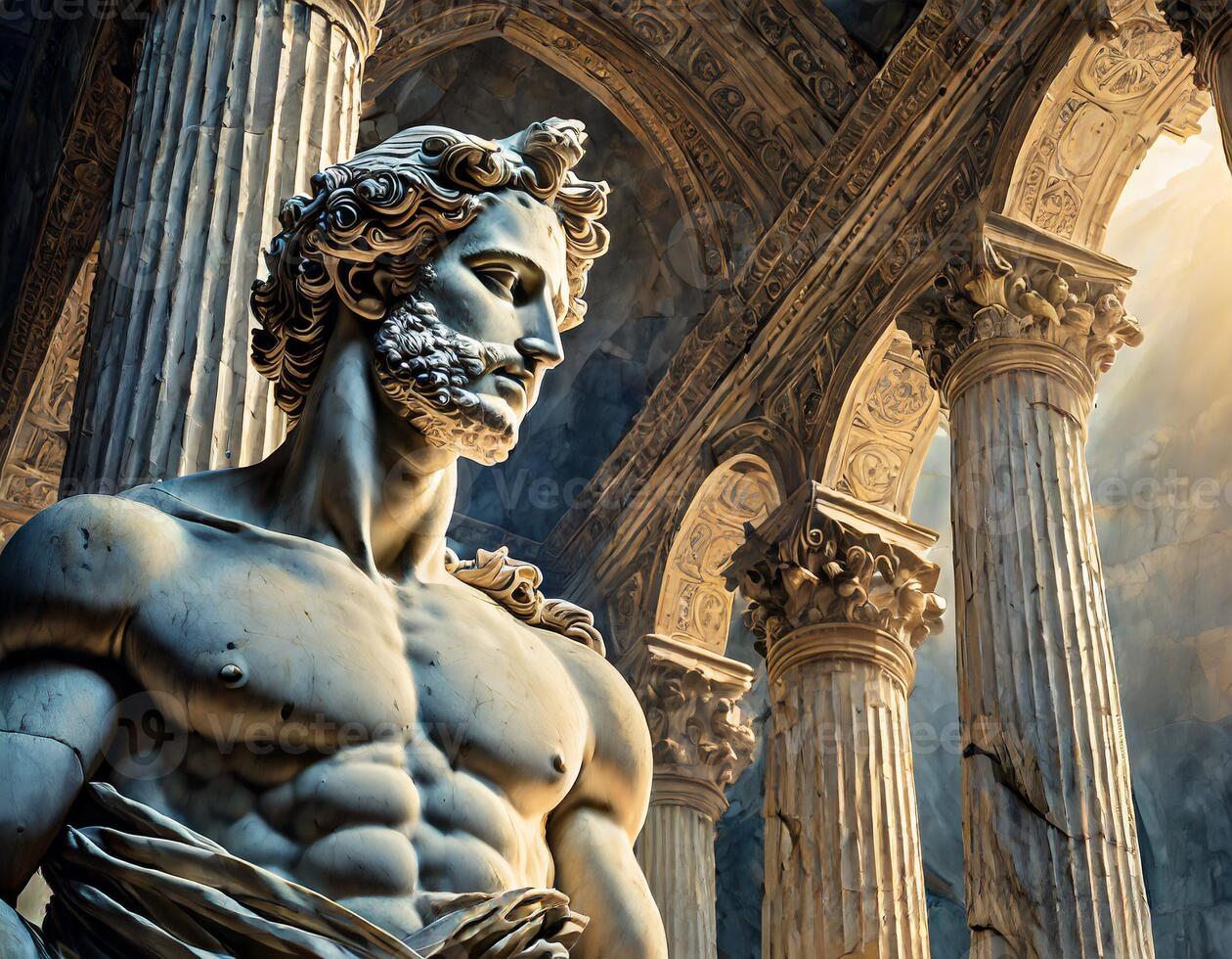1260x980 AI generated Roman sculpture within a temple