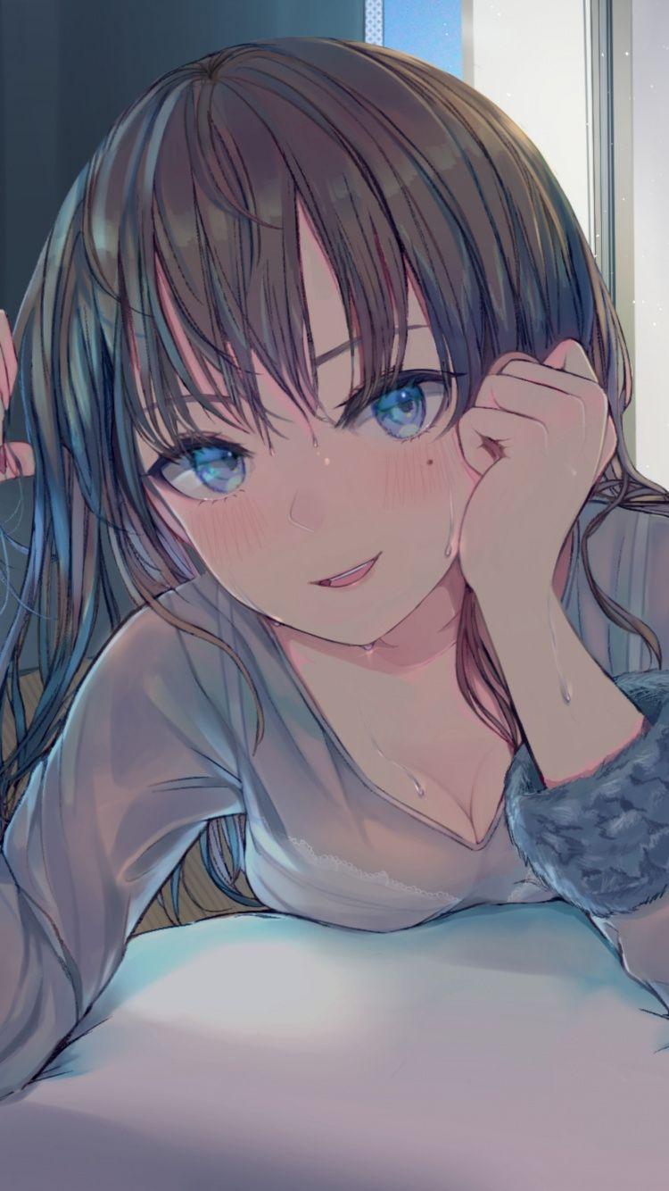 750x1334 Download Blue eyes, cute, anime girl, original wallpaper, 750x1334