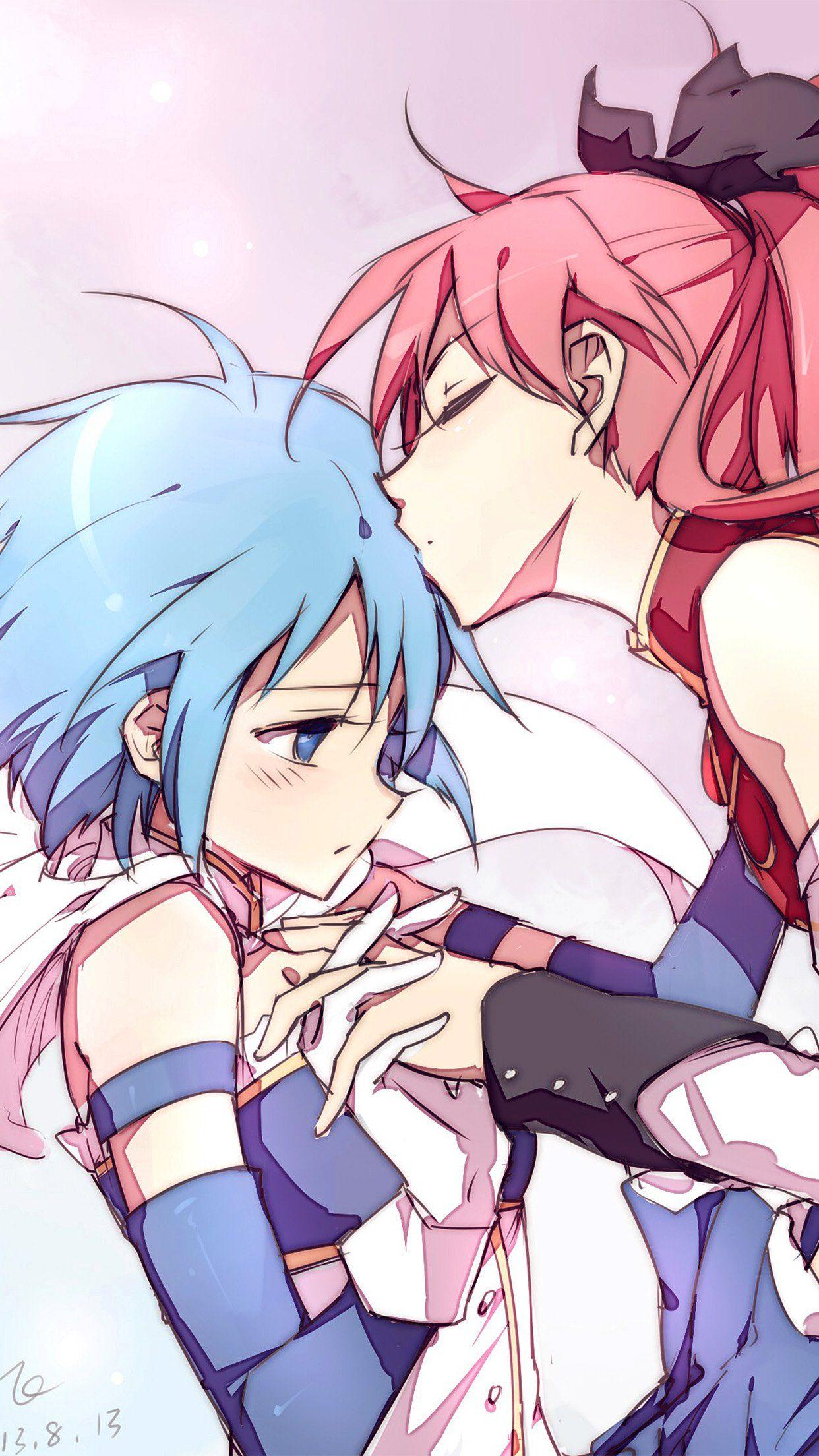 1242x2208 Anime Girl Kiss Cute Art Drawin Android wallpaper HD wallpaper