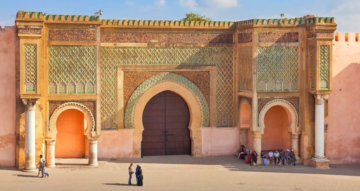 1240x659 Photographs And Map Of The City Of Meknes: Bab El Khemis, Bab Berdieyinne Mosque