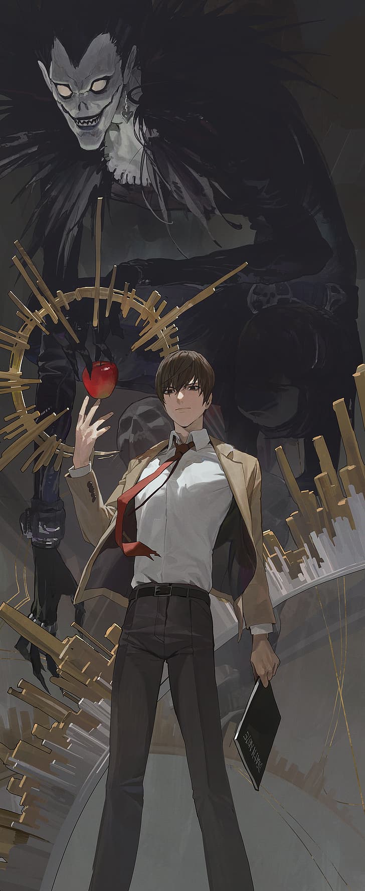728x1776 HD wallpaper: Death Note, Yagami Light, Ryuk, shinigami, artwork, digital art