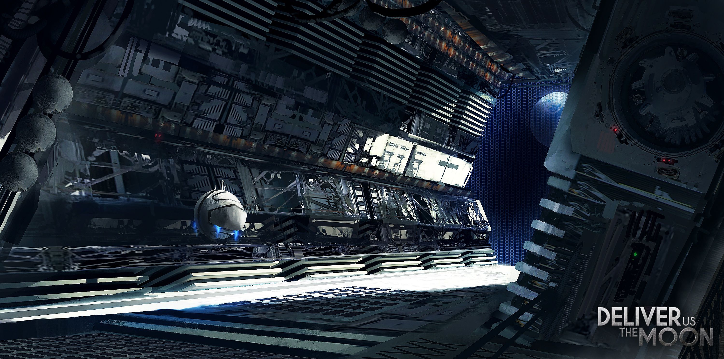 3000x1490 Wallpaper space, planet, compartment, even drones hate lonely days, deliver us the moon for mobile and desktop, section фантастика, resolution 3000x1490