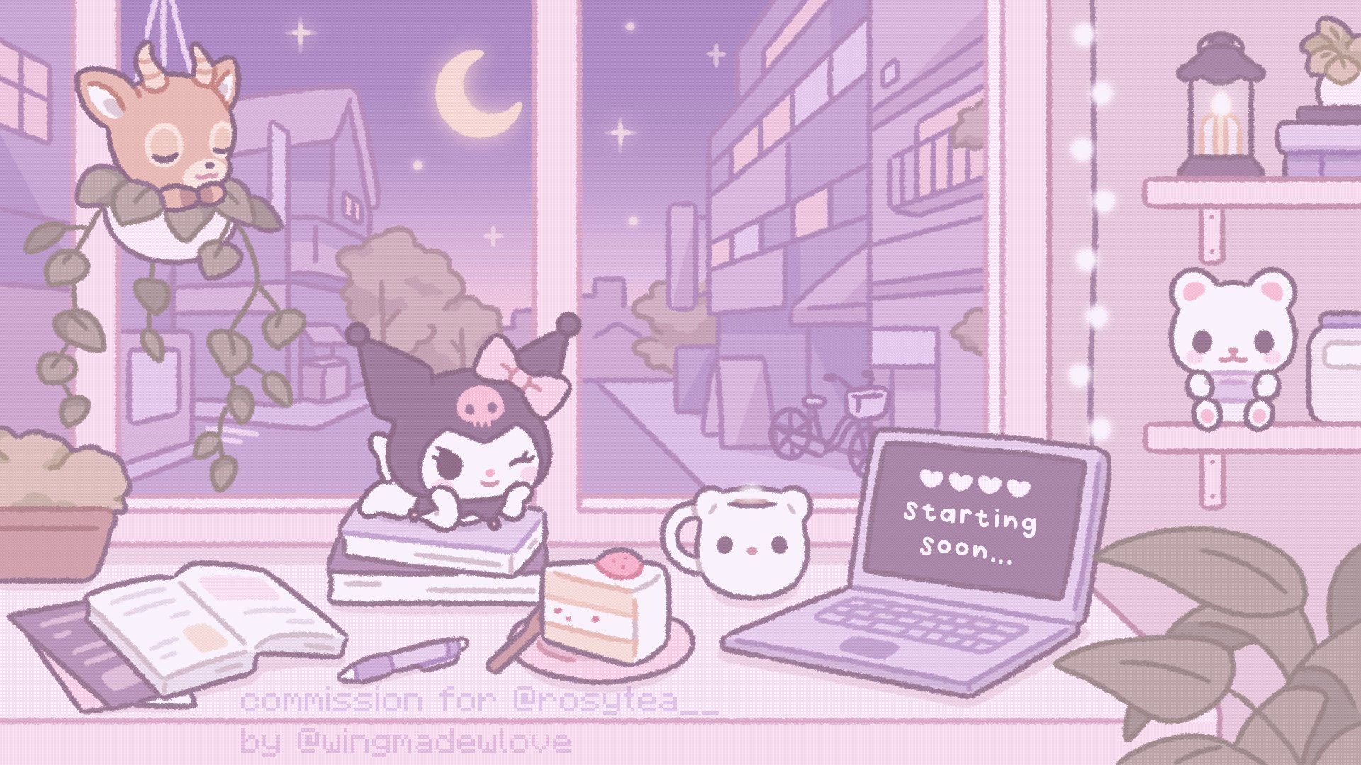 1920x1080 Kuromi Purple Desktop Wallpaper