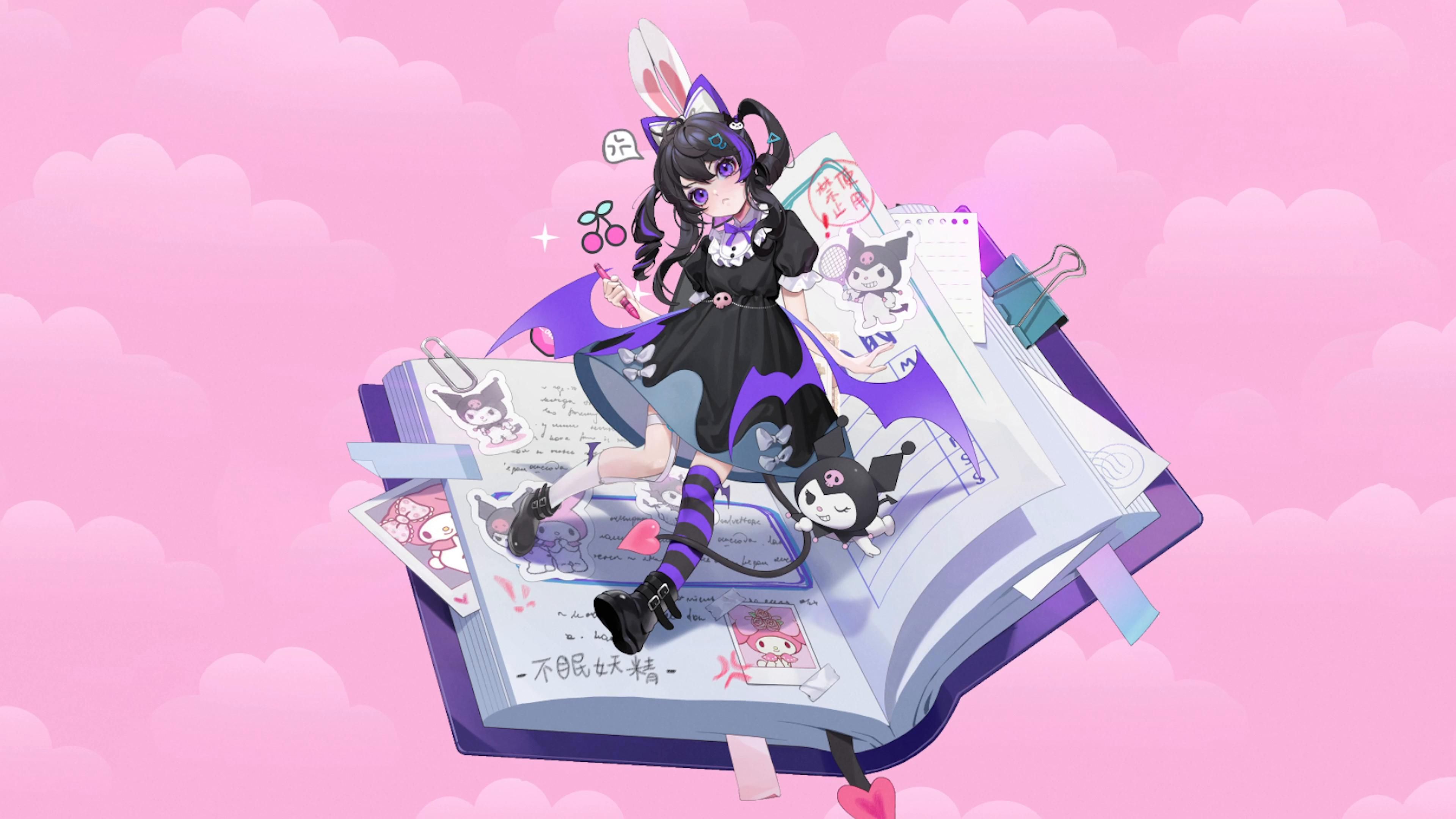 3840x2160 Anime Girl and Kuromi Live Wallpaper