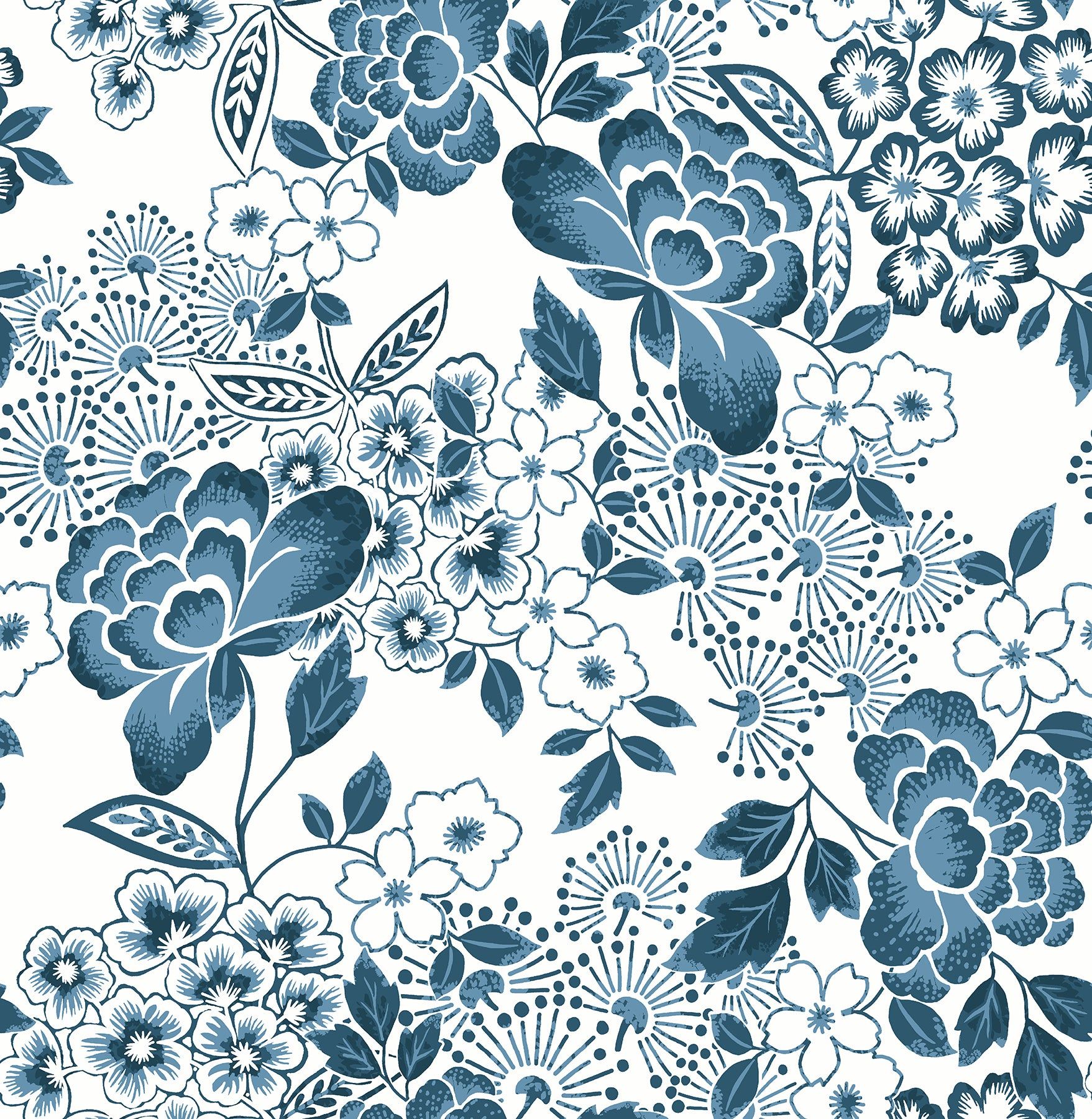 1757x1800 4081 26304 Irina Blue Floral Blooms Wallpaper