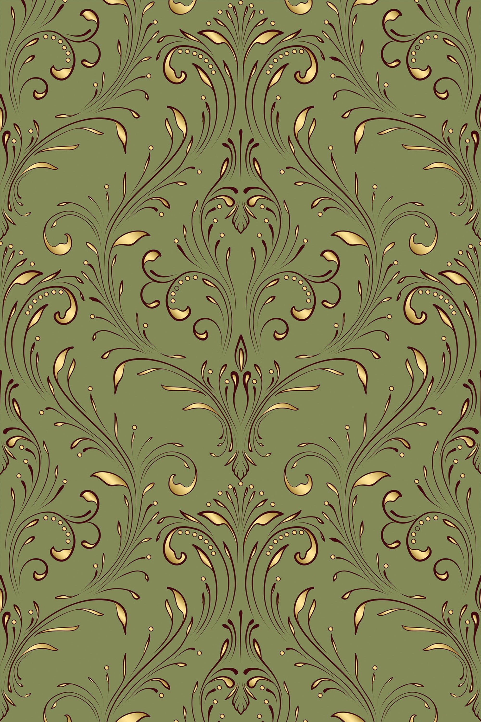 2000x3000 Olive green damask Peel and Stick Removable Wallpaper