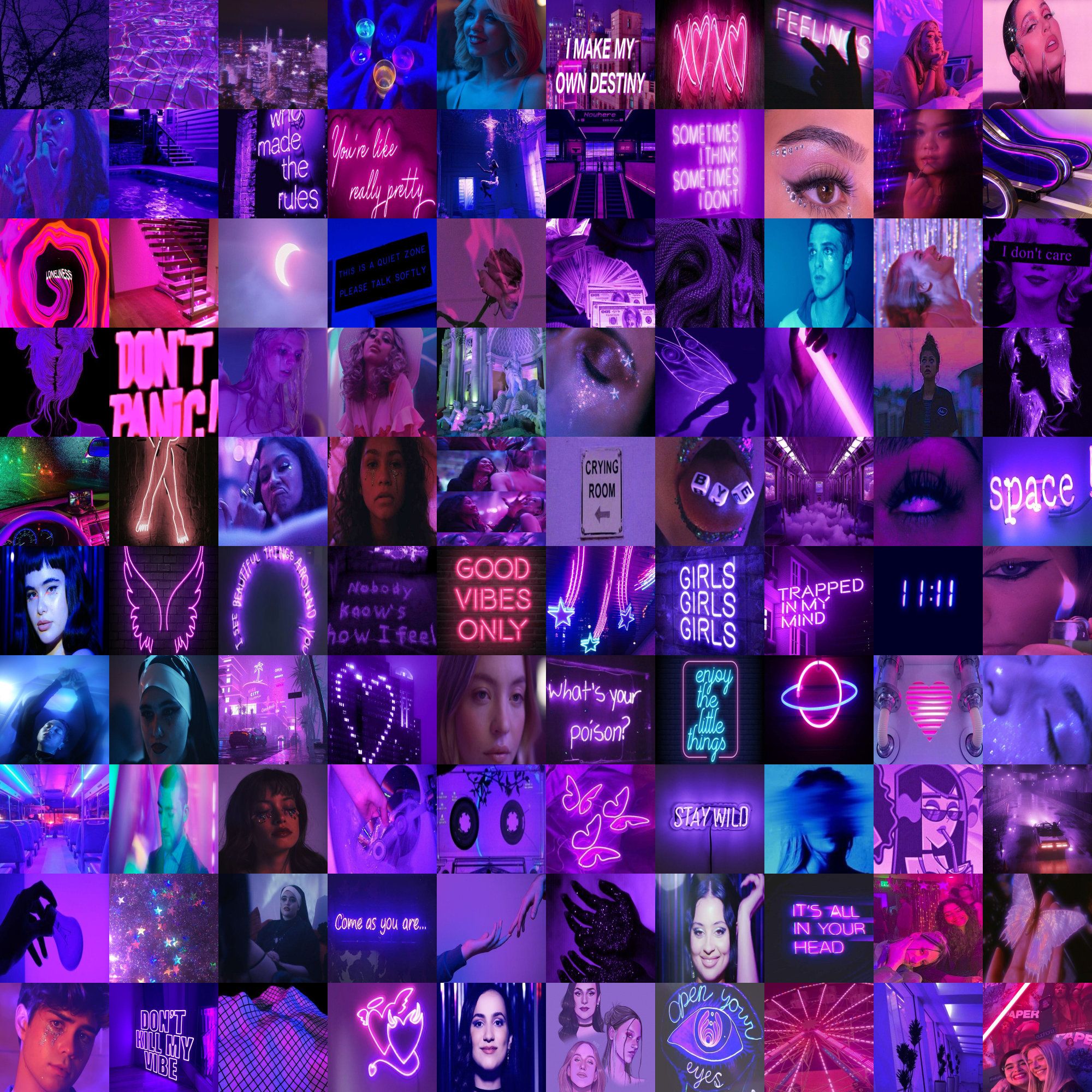 2000x2000 Euphoria Wall Collage Kit, Euphoria Aesthetic, Purple Collage, Pink Collage Kit, Aesthetic Room Decor 130pc DIGITAL DOWNLOAD