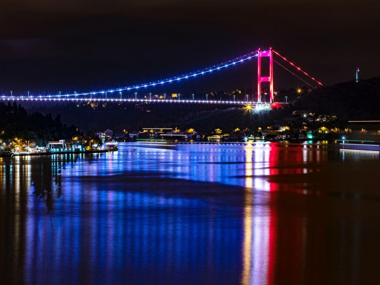 1280x960 Download Wallpaper 1280x960 backlight istanbul river bridge