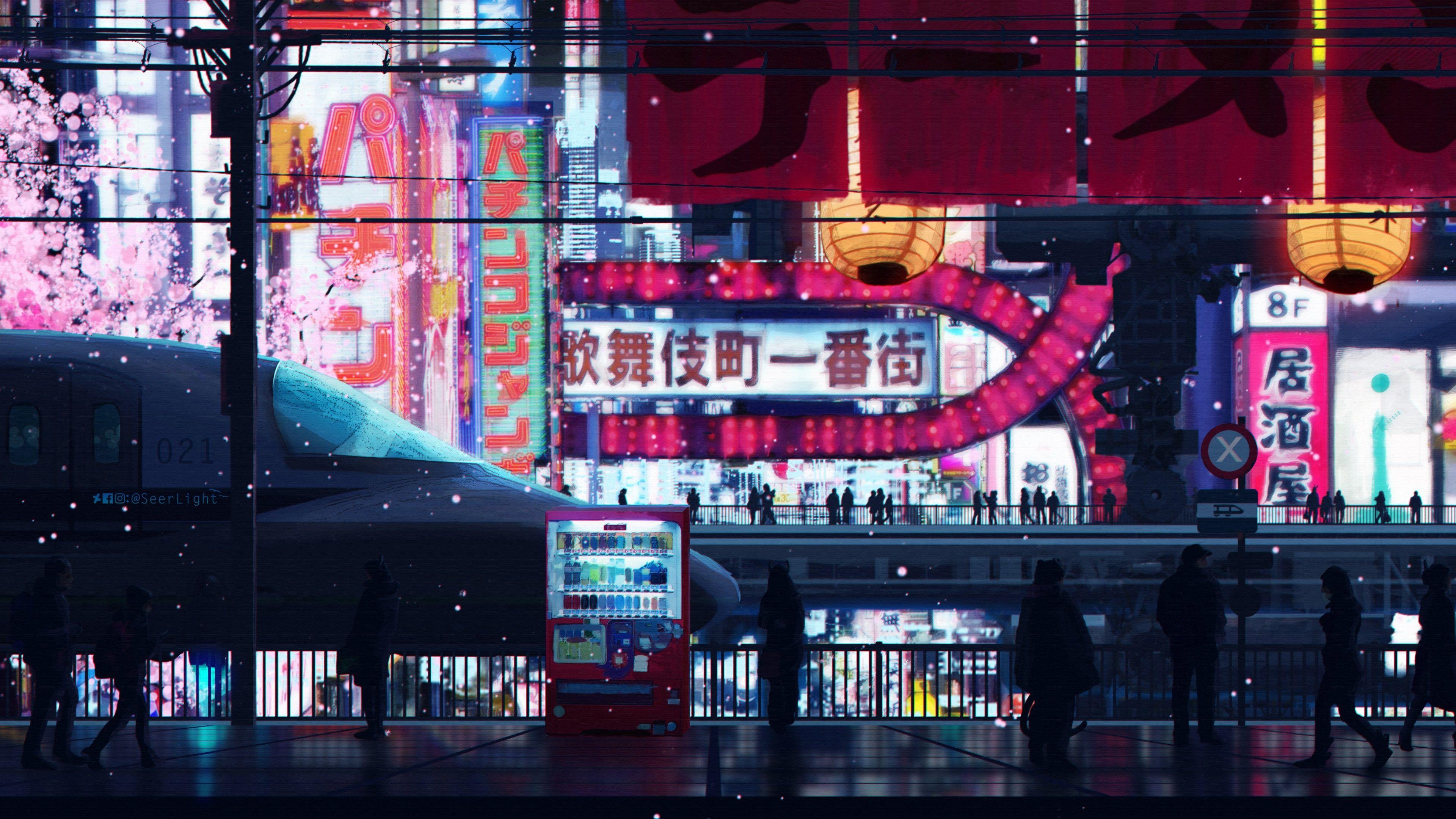 3840x2160 Landscape Portrait Cyberpunk Wallpaper
