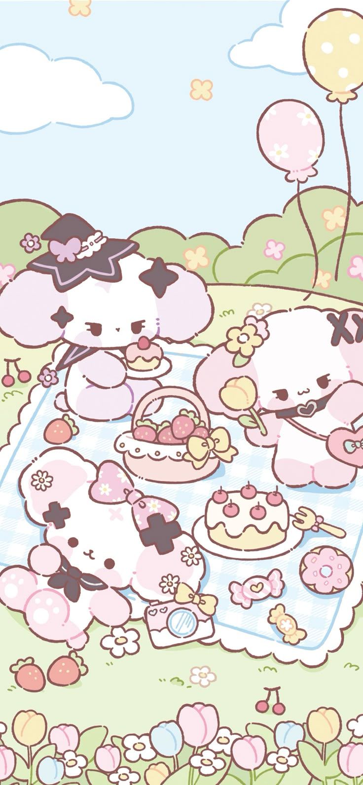736x1593 Cute Cartoon Characters with Balloons. Kawaii sanrio wallpaper, Milk sanrio wallpaper, Monkichi sanrio wallpaper