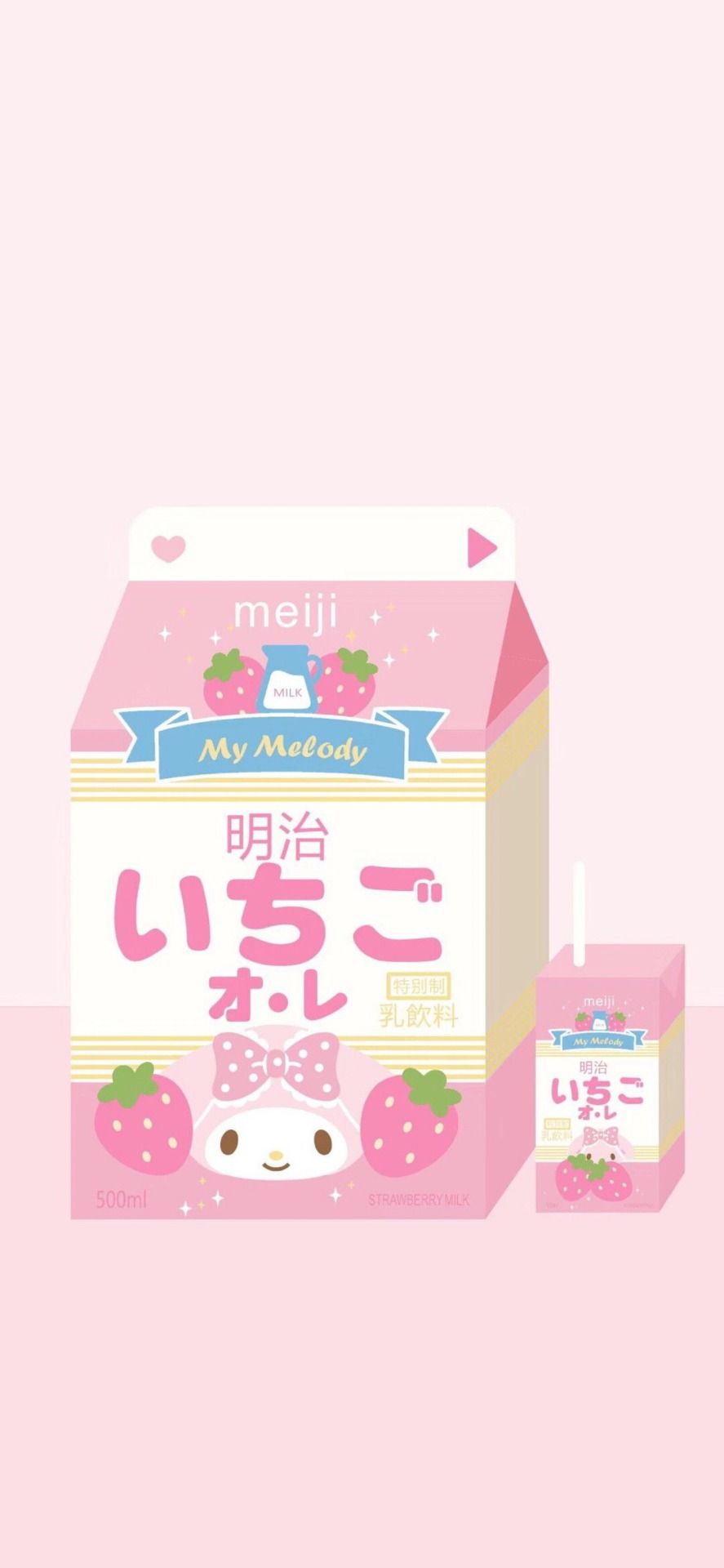 887x1920 MY MELODY AND HELLO KITTY MEIJI STRAWBERRY MILK