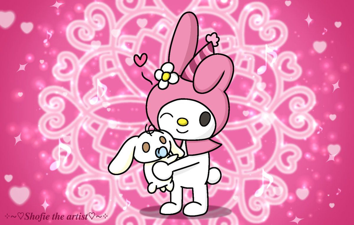1200x764 Happy Birthday My Melody, Ba Boo! #mymelody #cinnamoroll #Fanart #hug #Milk #sanrio #ibispaintx #heart #cute