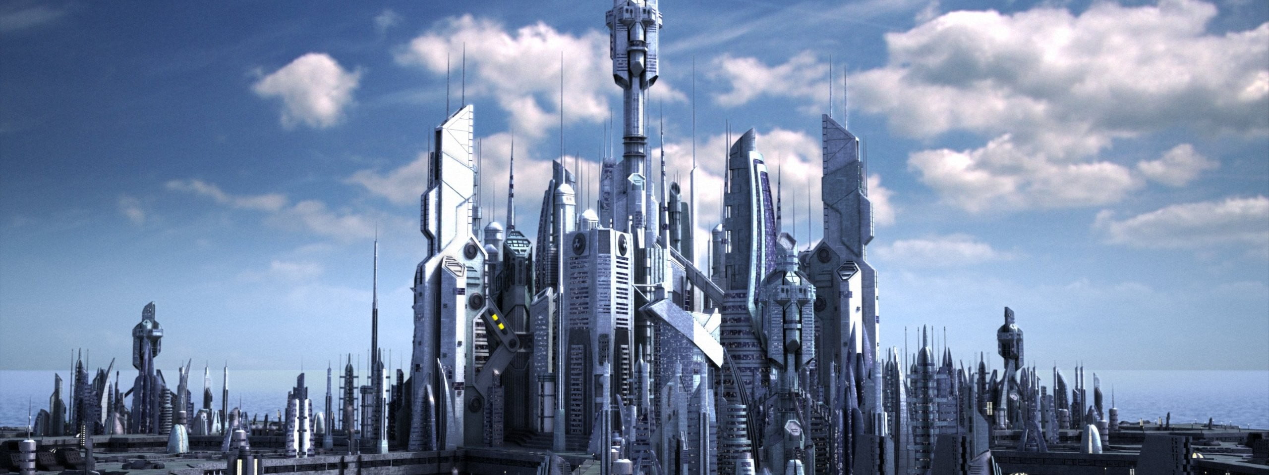 2560x960 High rise building movie still, Stargate Atlantis, skyscraper, science fiction HD wallpaper