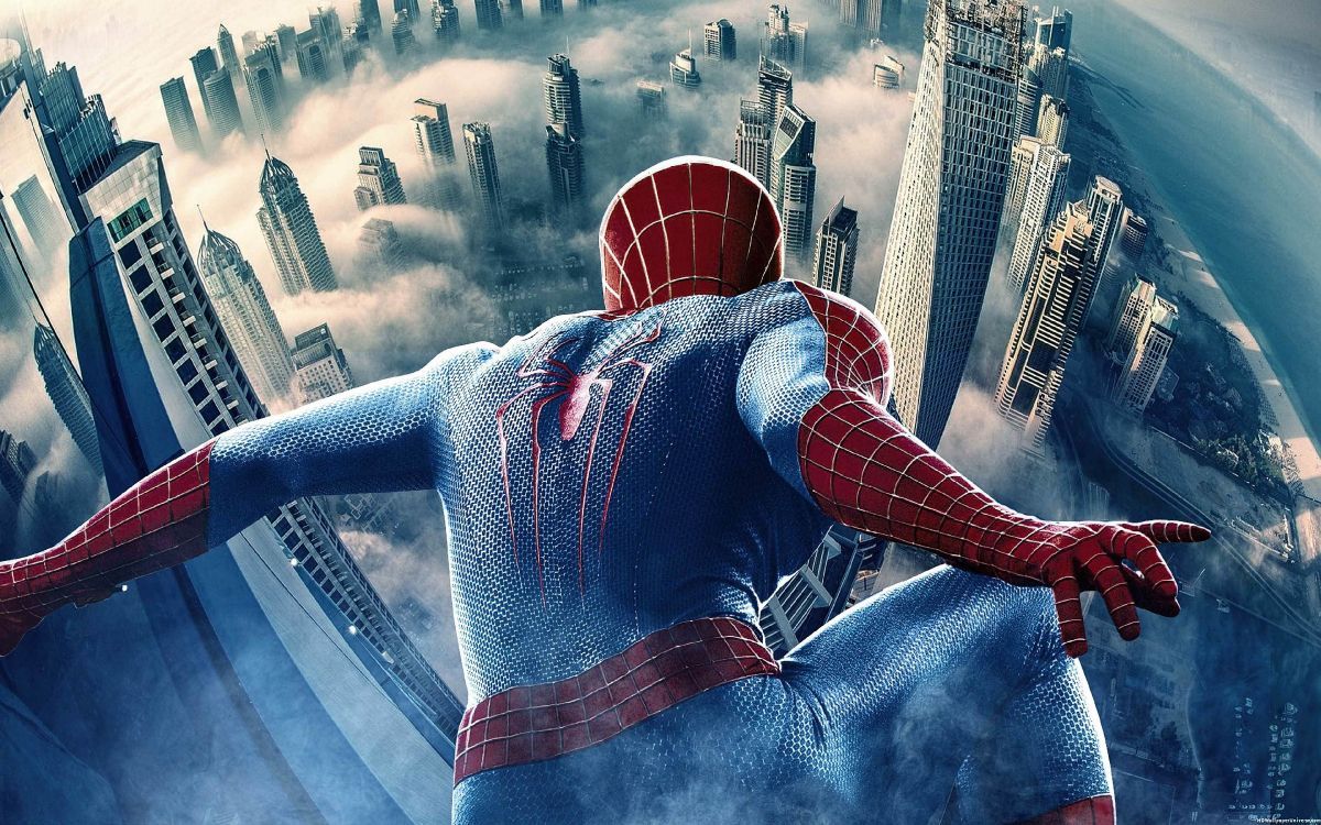 1200x750 Wallpaper Spider Man, World, Skyscraper, Cartoon, Gesture, Background Free Image