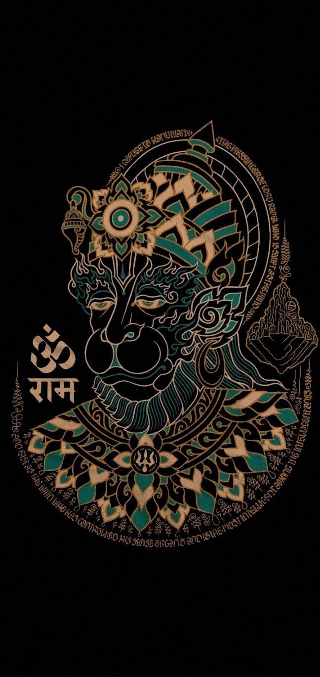 648x1369 Symbolic Hindu Art. Wallpaper iphone hanuman, Hanuman dark wallpaper, Hanuman art black background