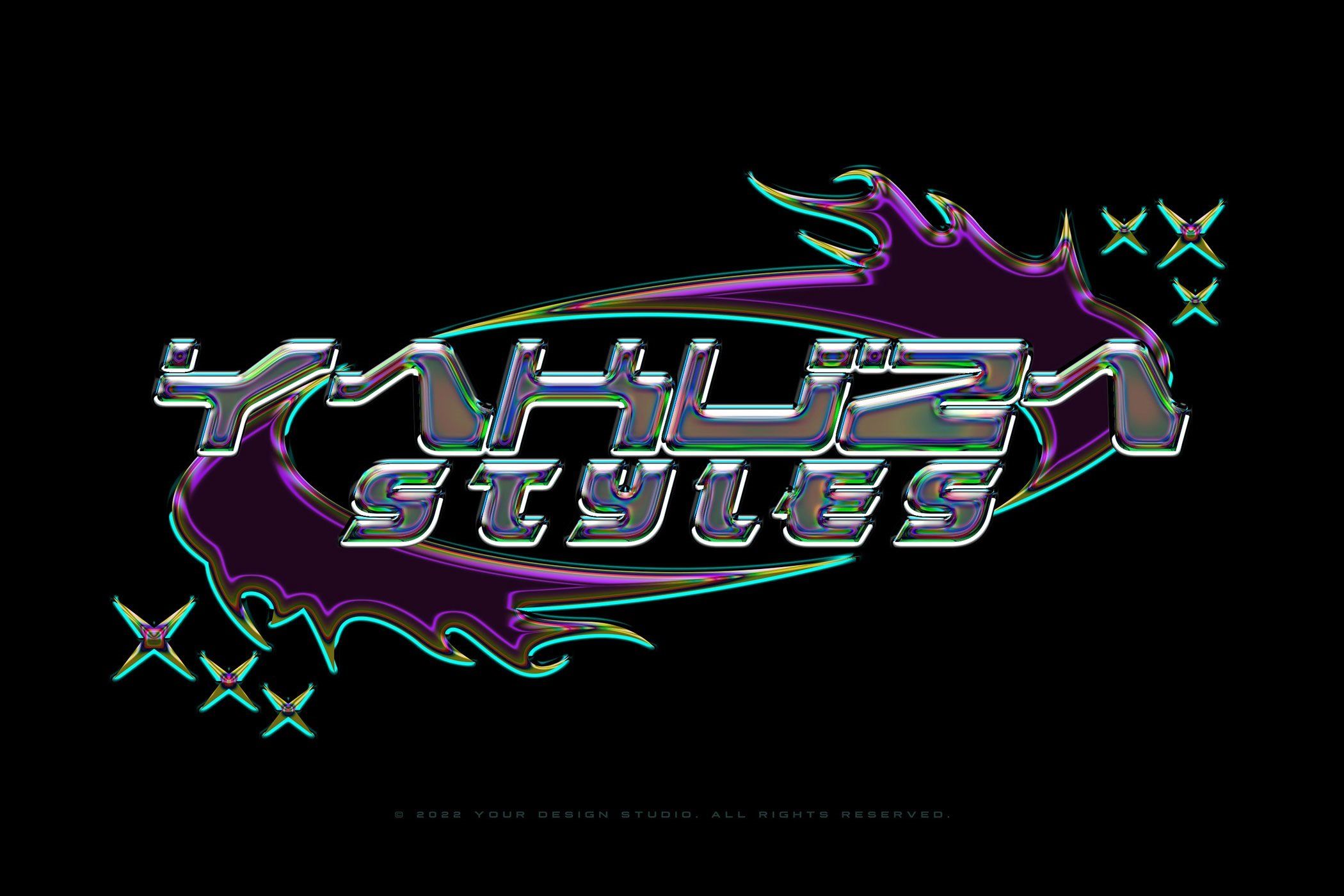 2100x1400 Y2K Chrome Text Effects