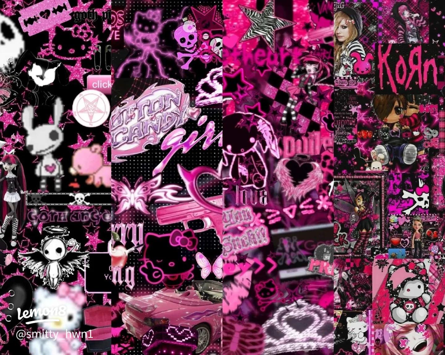 1440x1150 Y2K Emo & Goth Wallpaper: Pink, Black & Hello Kitty Aesthetic