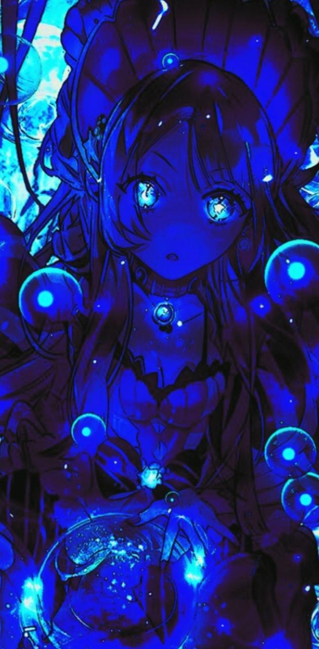 630x1280 Anime Neon Blue Wallpaper