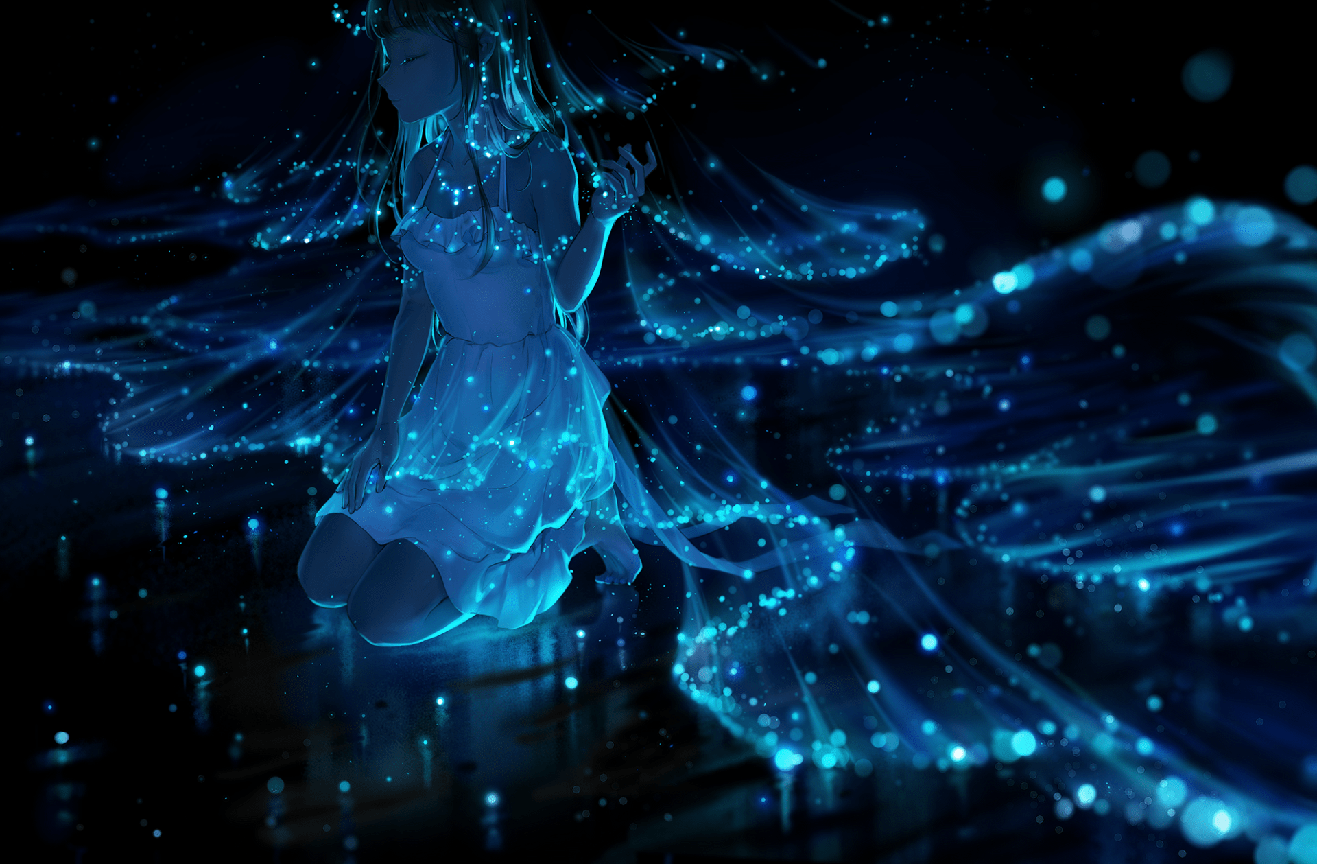 1920x1259 Neon Glow Anime Gown HD Wallpaper by 星飴x1300