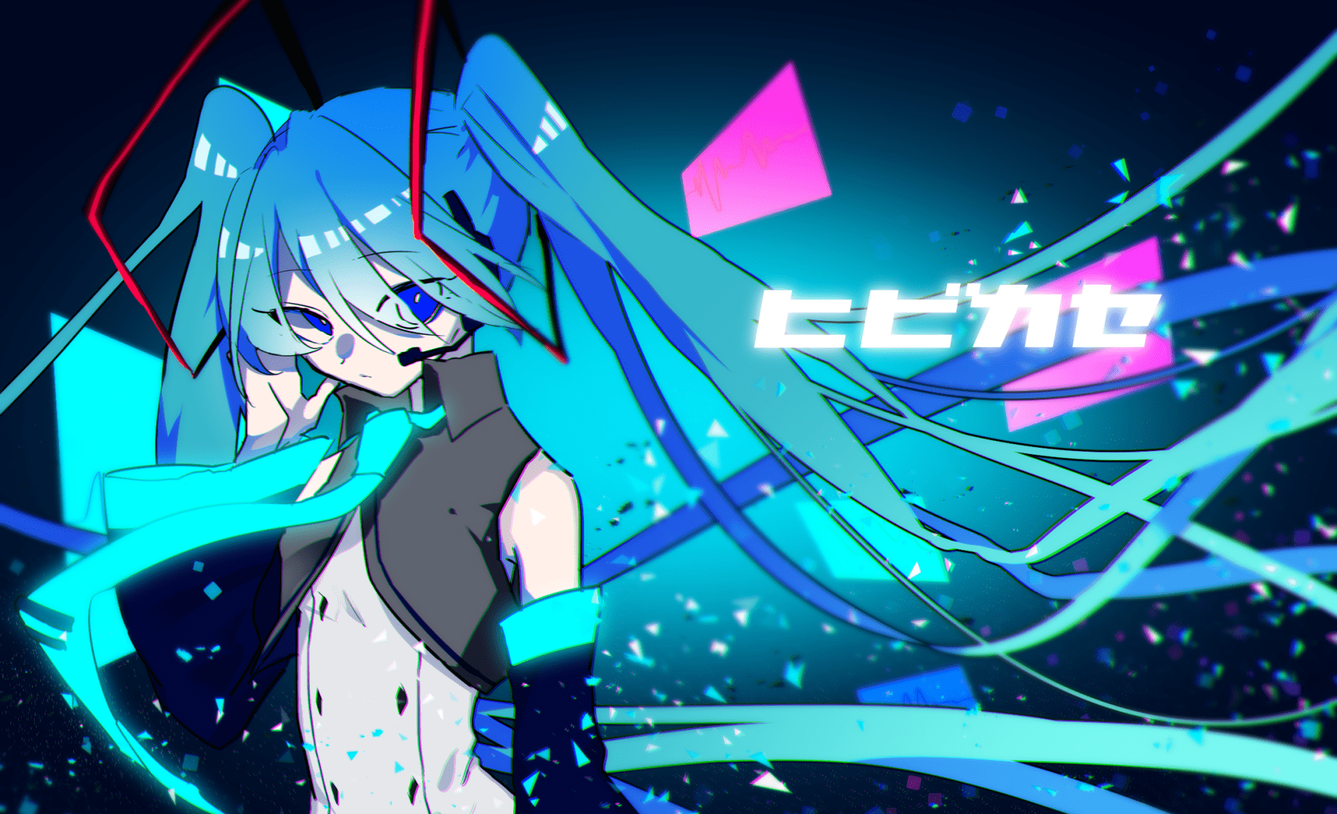 1920x1169 Neon Blue Hatsune Miku Vocaloid