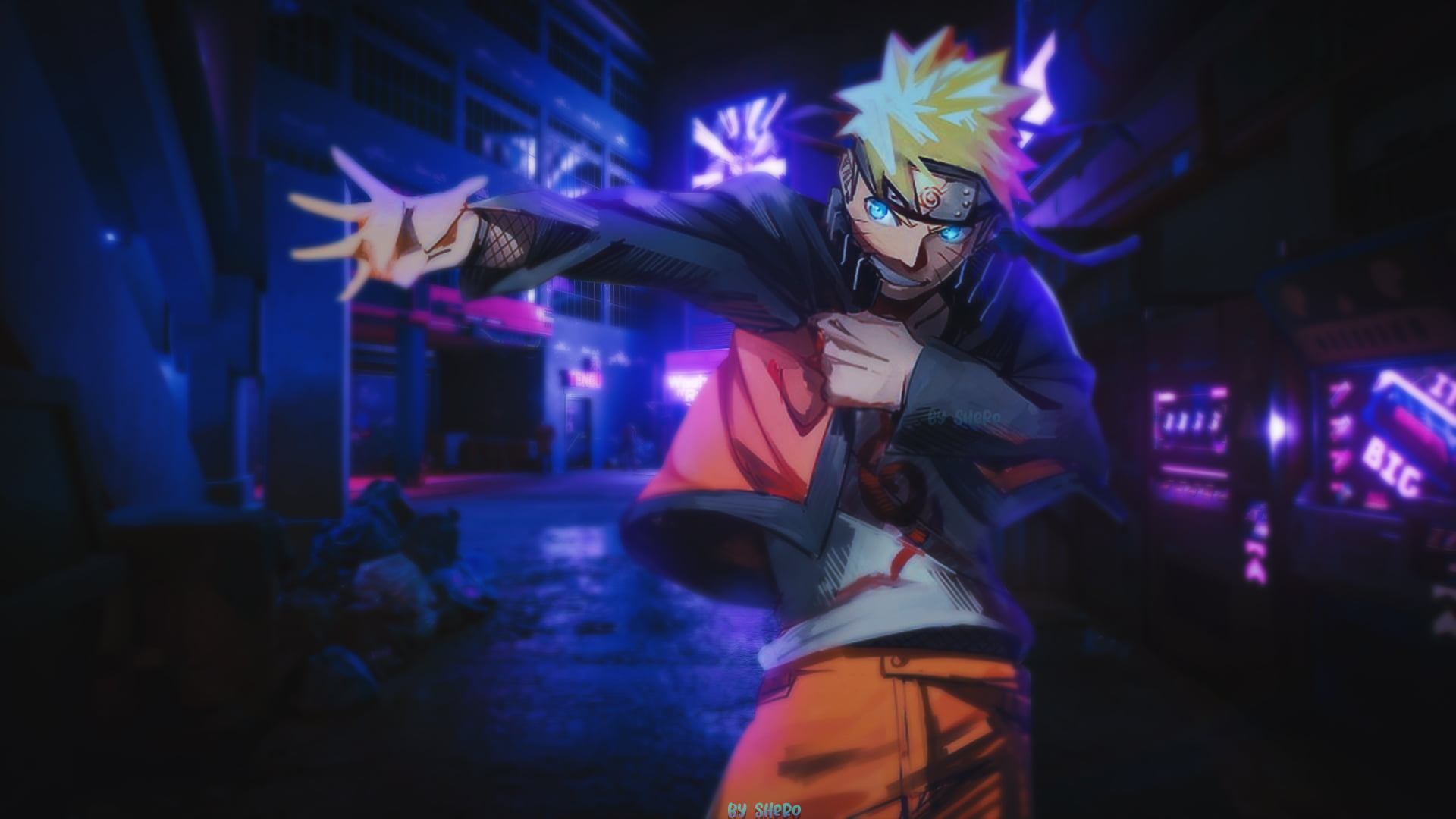 1920x1080 Free download. HD wallpaper: Naruto (anime), Naruto Shippuuden, neon, blue, purple