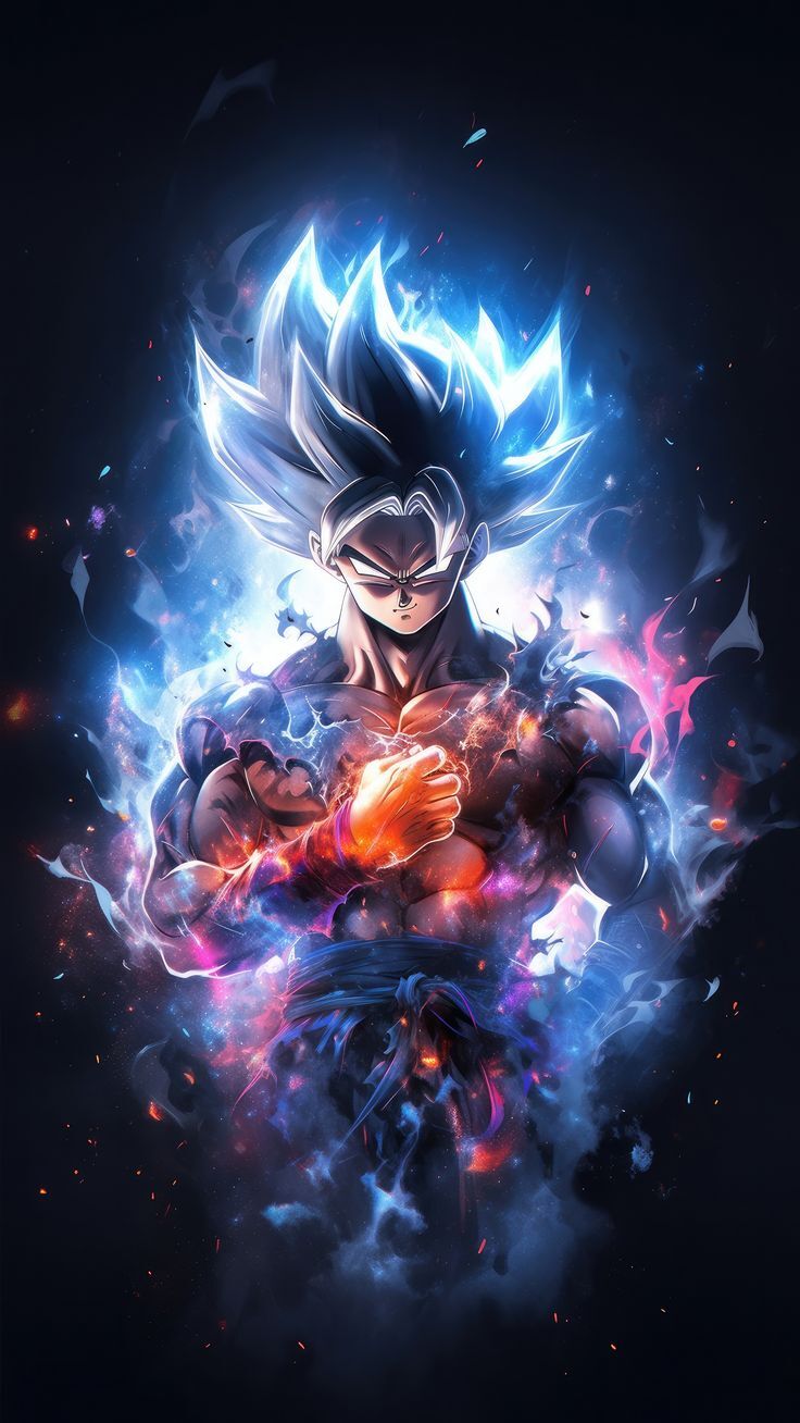 736x1308 Goku Dragon Ball Z Anime Cartoon Manga Blue Neon