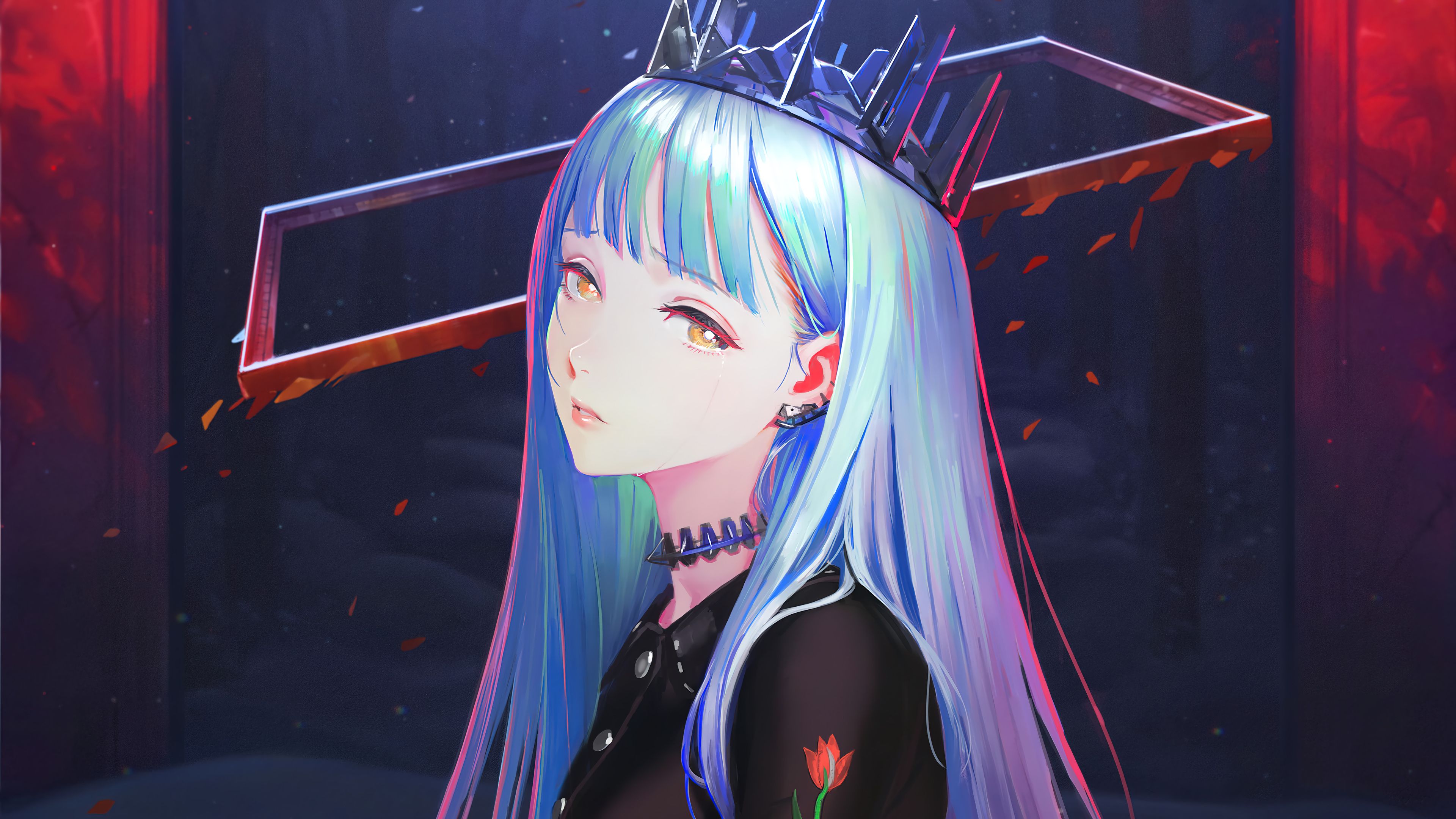 3840x2160 Beautiful Anime Girl Blue Hair Wallpaper 4K PC Desktop f