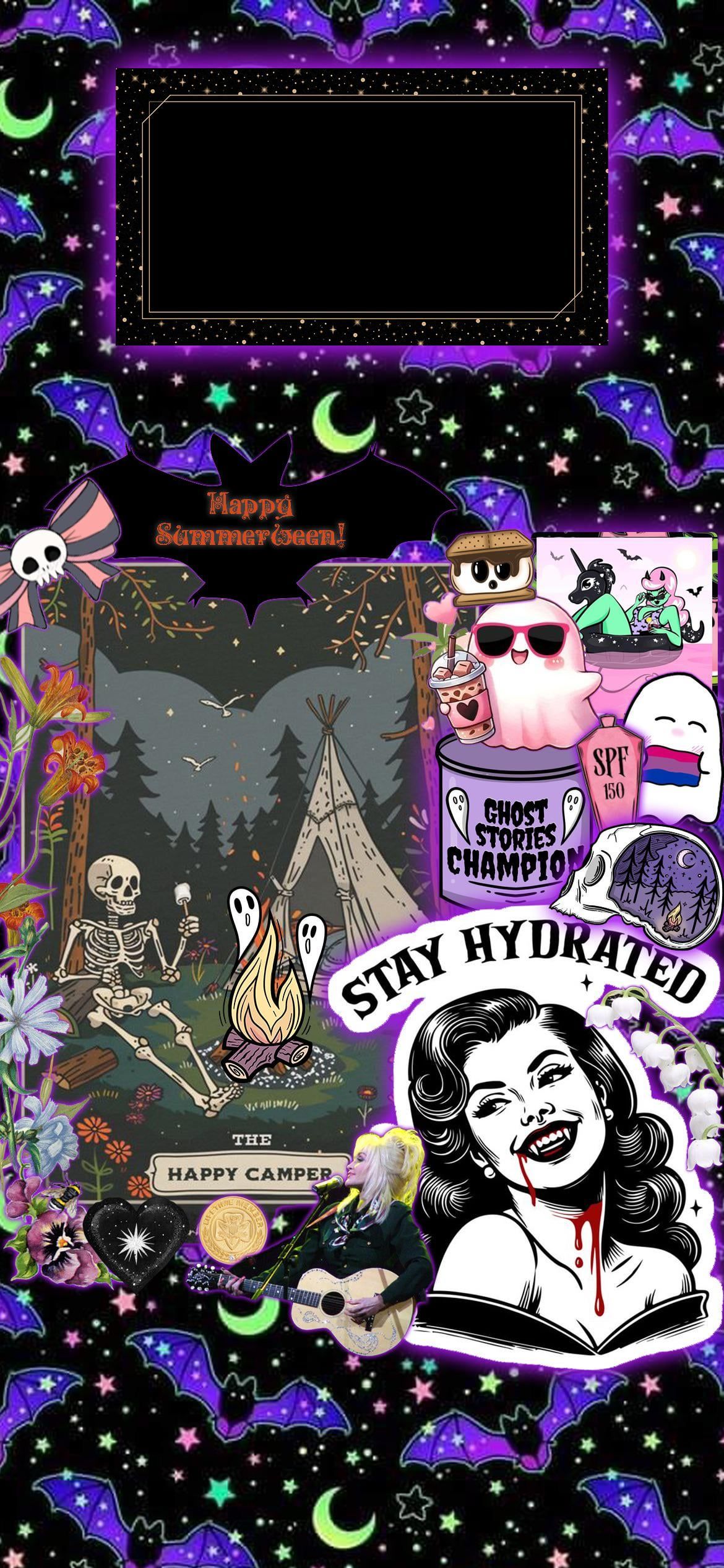 1170x2532 DIGITAL New Phone Lock Screen Summerween Camp Goth Themed