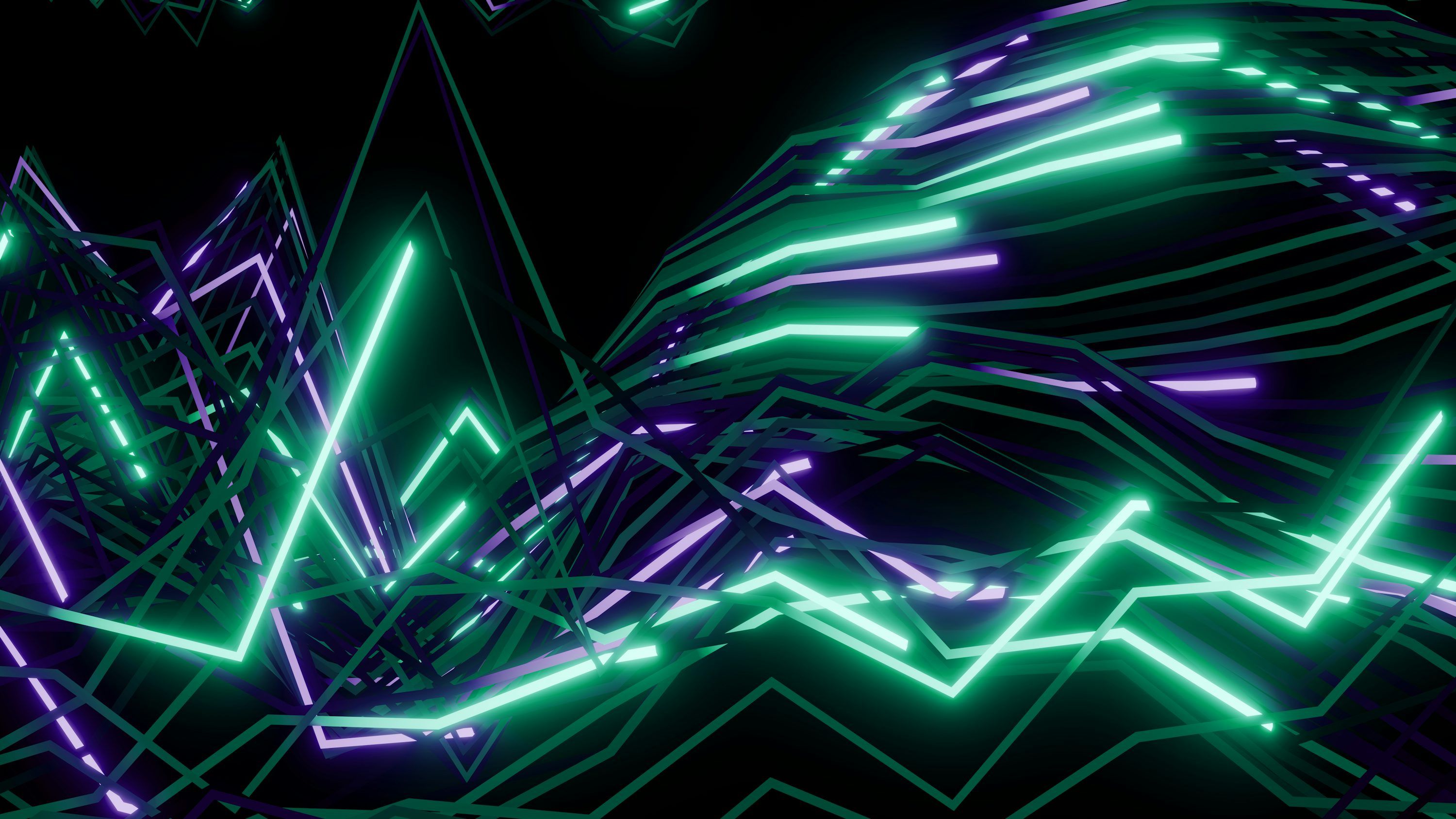 3000x1688 Abstract neon lines forming a digital landscape photo