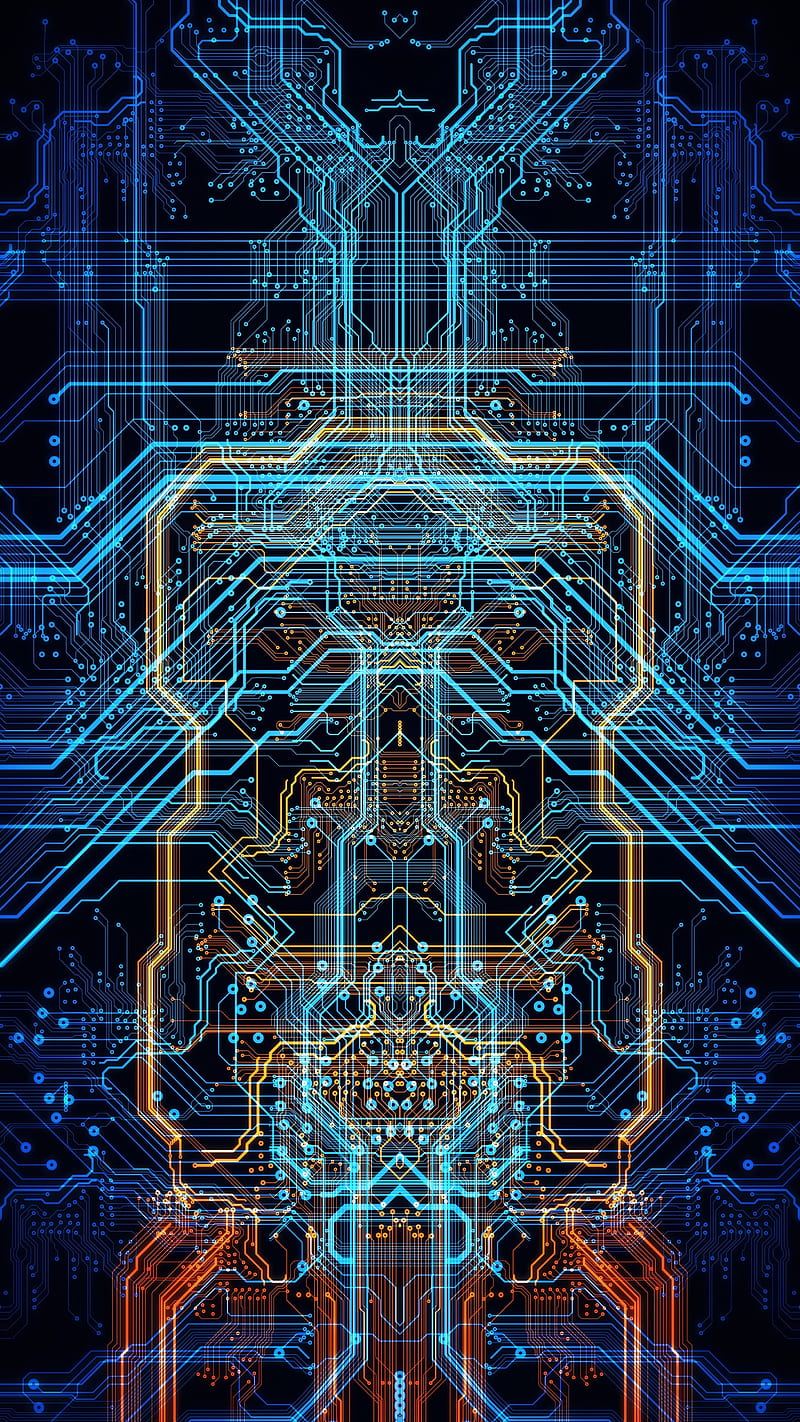 800x1422 Scheme, chip, computer, neon, processor, space, tech, technology, HD phone wallpaper