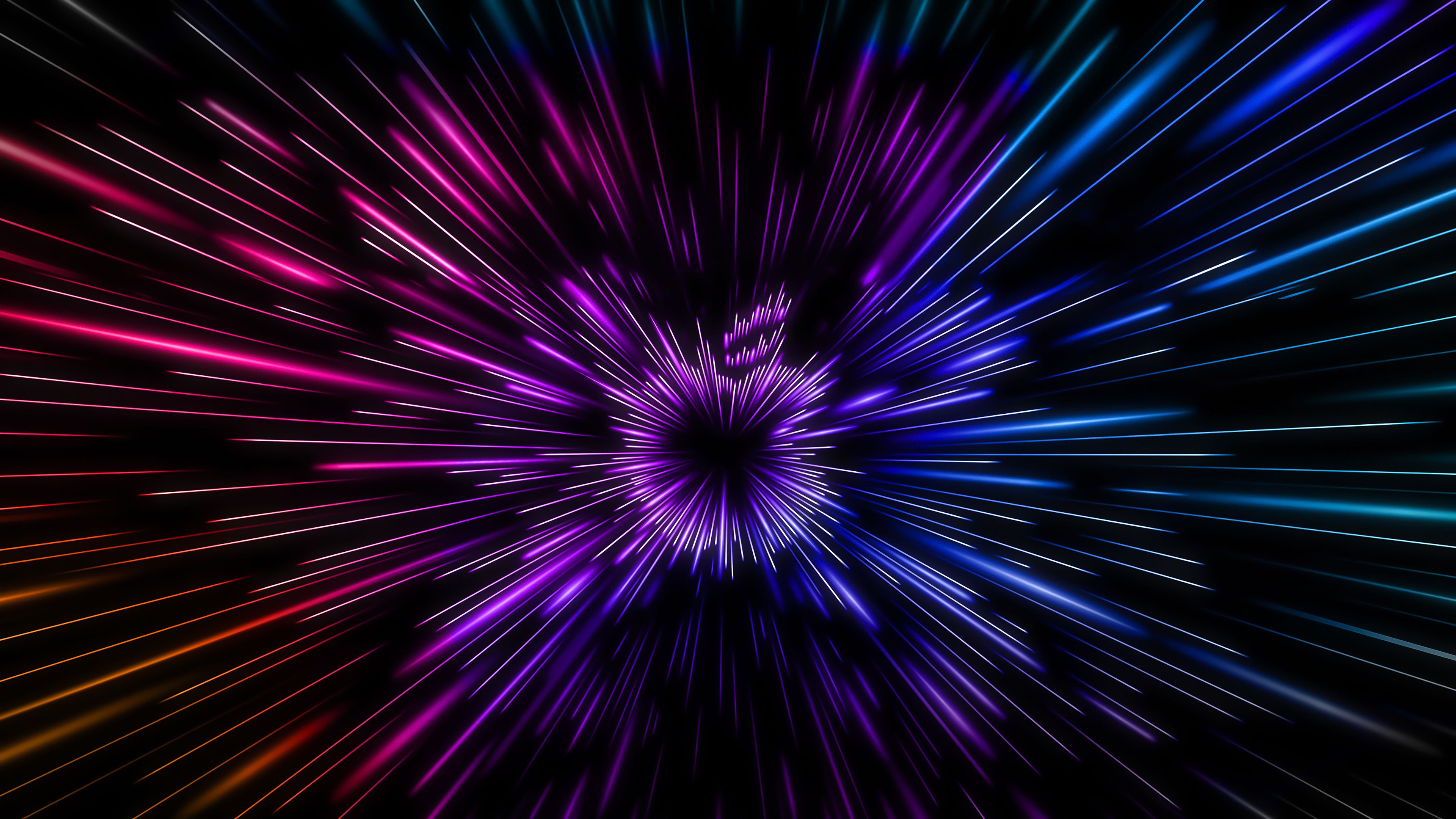 3840x2160 Technology Blue Purple Neon Lines Apple Logo 4K HD Apple Wallpaper