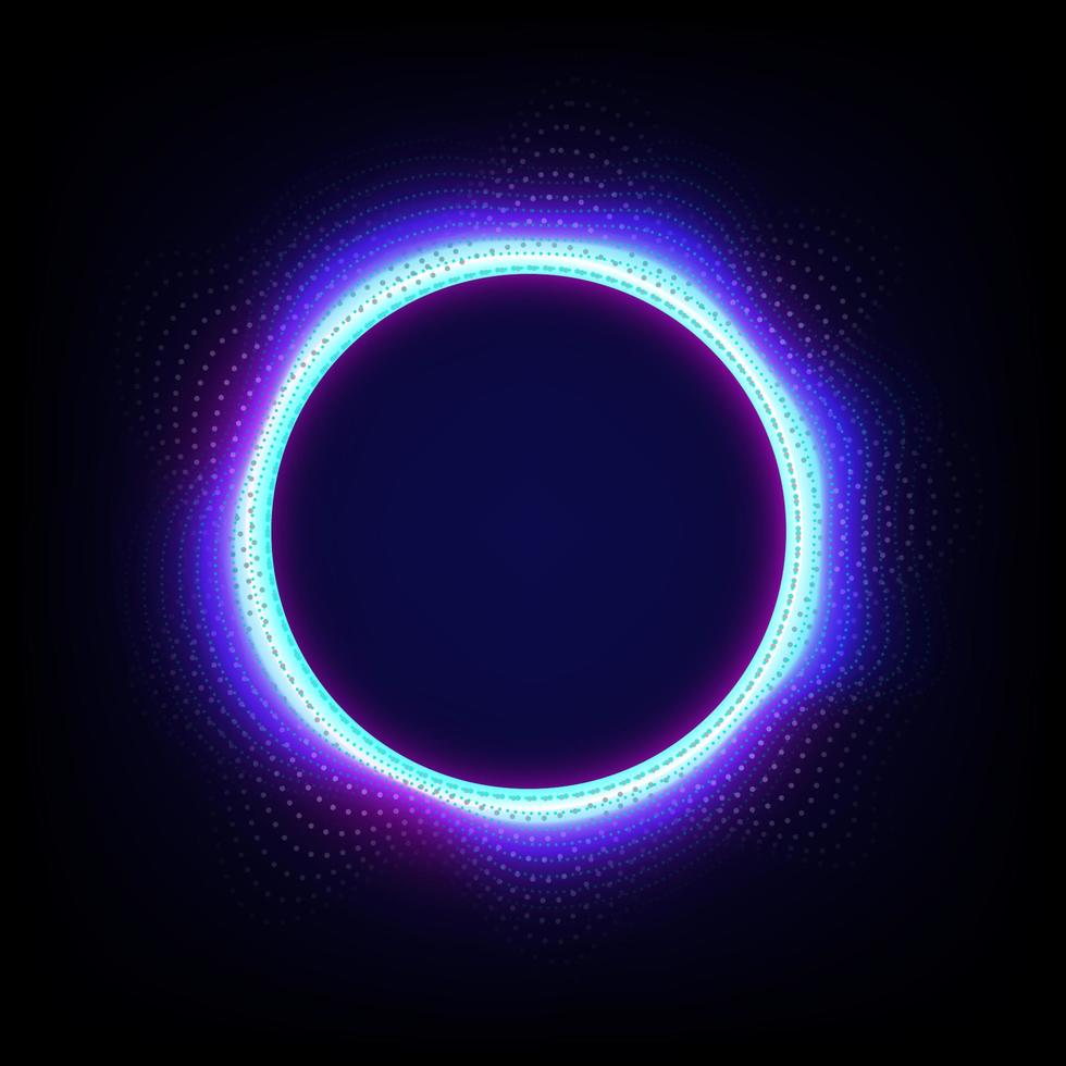 980x980 Abstract vector blue digital technology background with circle dot wave lines and ring neon light on dark background