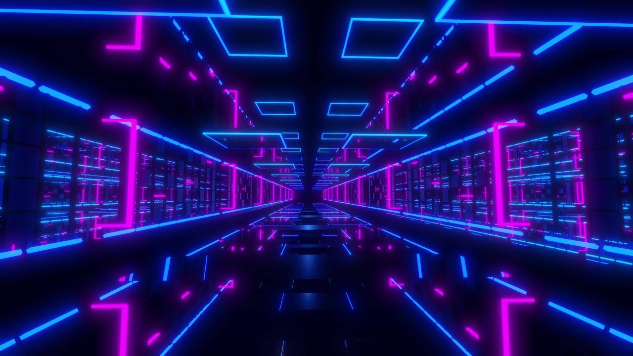 1280x720 Futuristic Sci Fi Abstract Blue And Purple Neon Light Shapes Free Video Background Loops