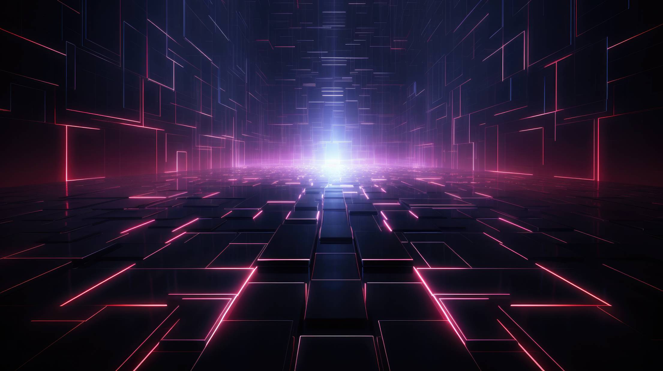 2210x1238 Futuristic Wallpaper with Cubic Neon 3D Elements. Free Fantasy Image