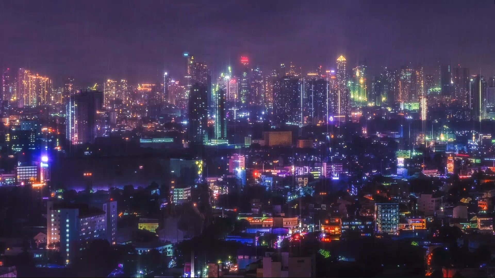 1920x1080 I made a live wallpaper of the Metro Manila skyline in the rain