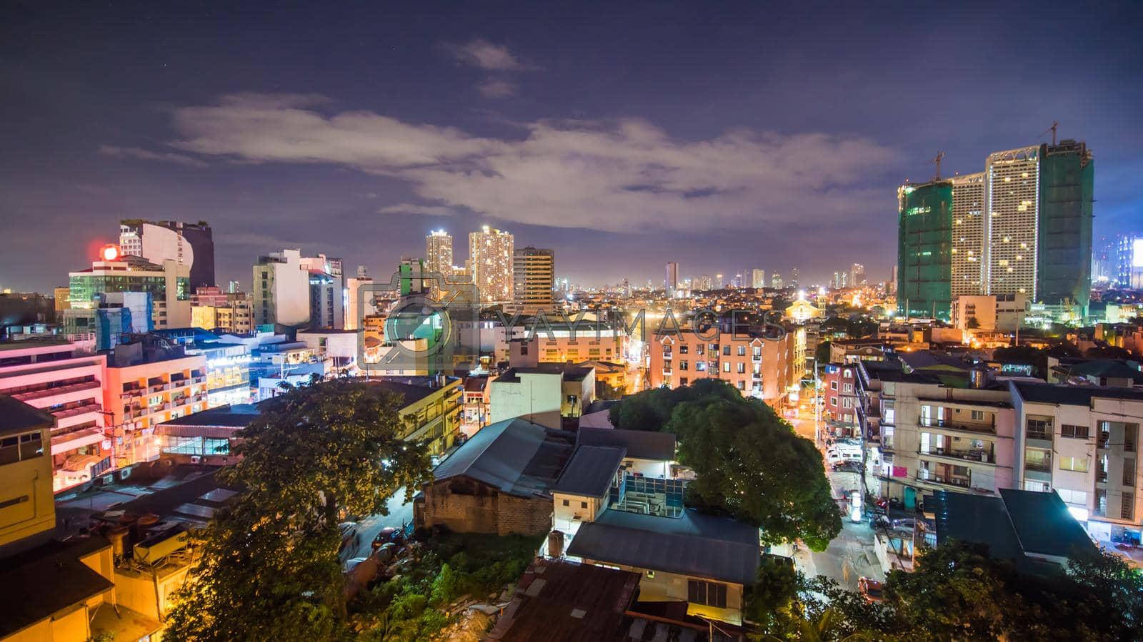 1600x900 Time lapse view of Makati skyscrapers in Manila city. Skyline at night, Philippines. by DovidPro Vectors & Illustrations with Unlimited Downloads