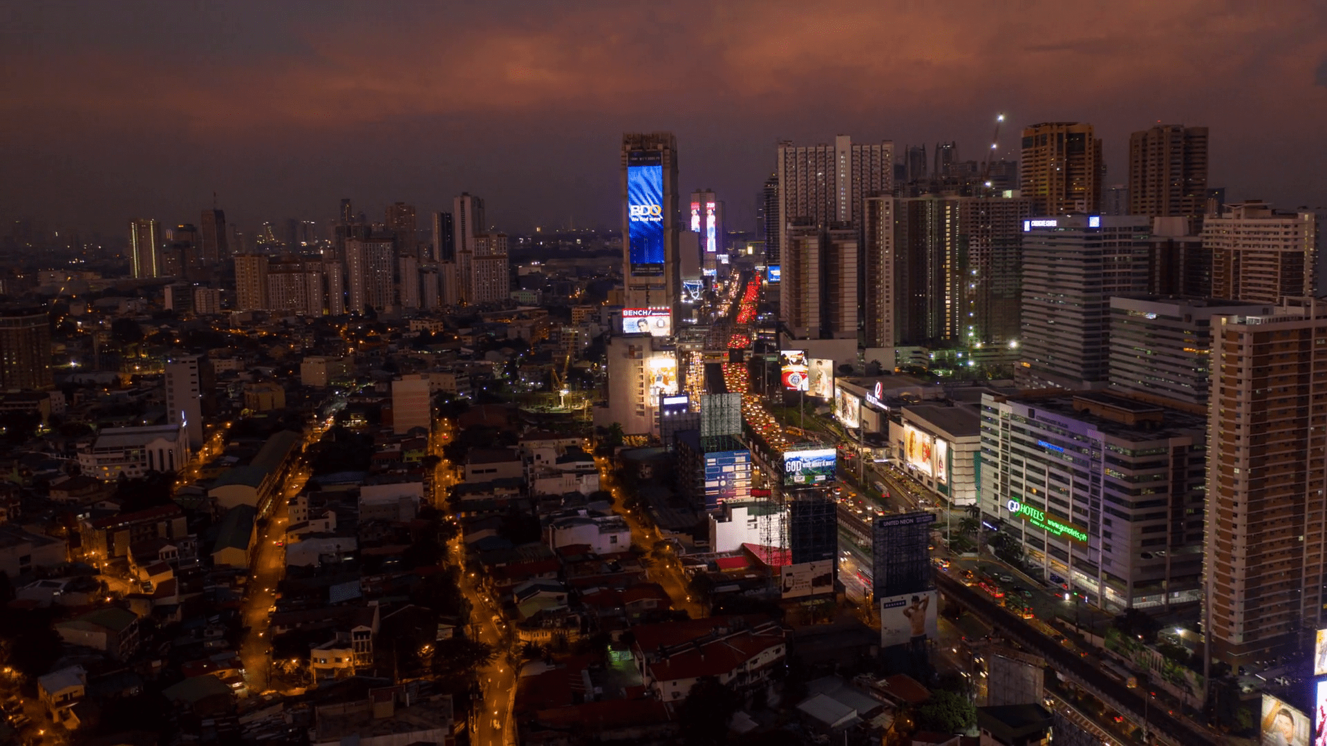 1920x1080 Aerial Time Lapse: Manila Downtown Sunset, September 2019